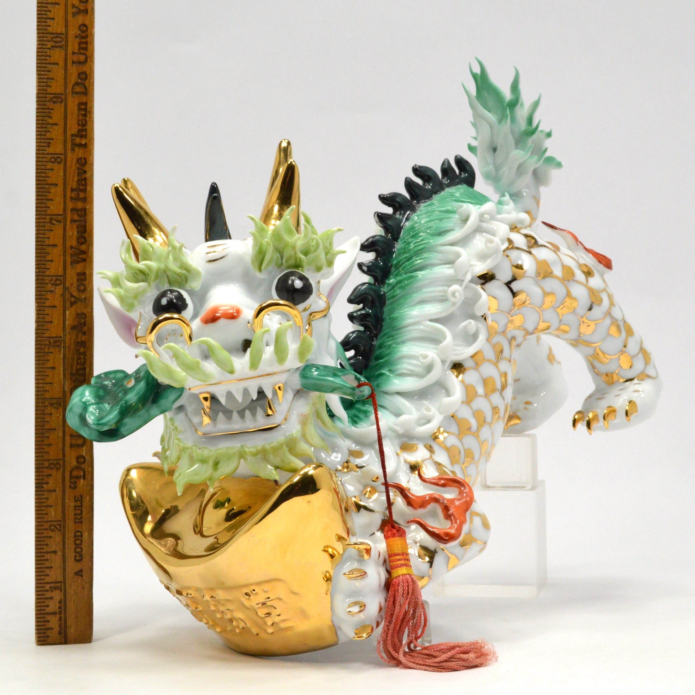 Chinese Foo Dog Porcelain Figurine - Imperial Temple Guardian Statue (Female 1 of 2) | Asian Home Decor, Feng Shui Protection, Gift for Collectors