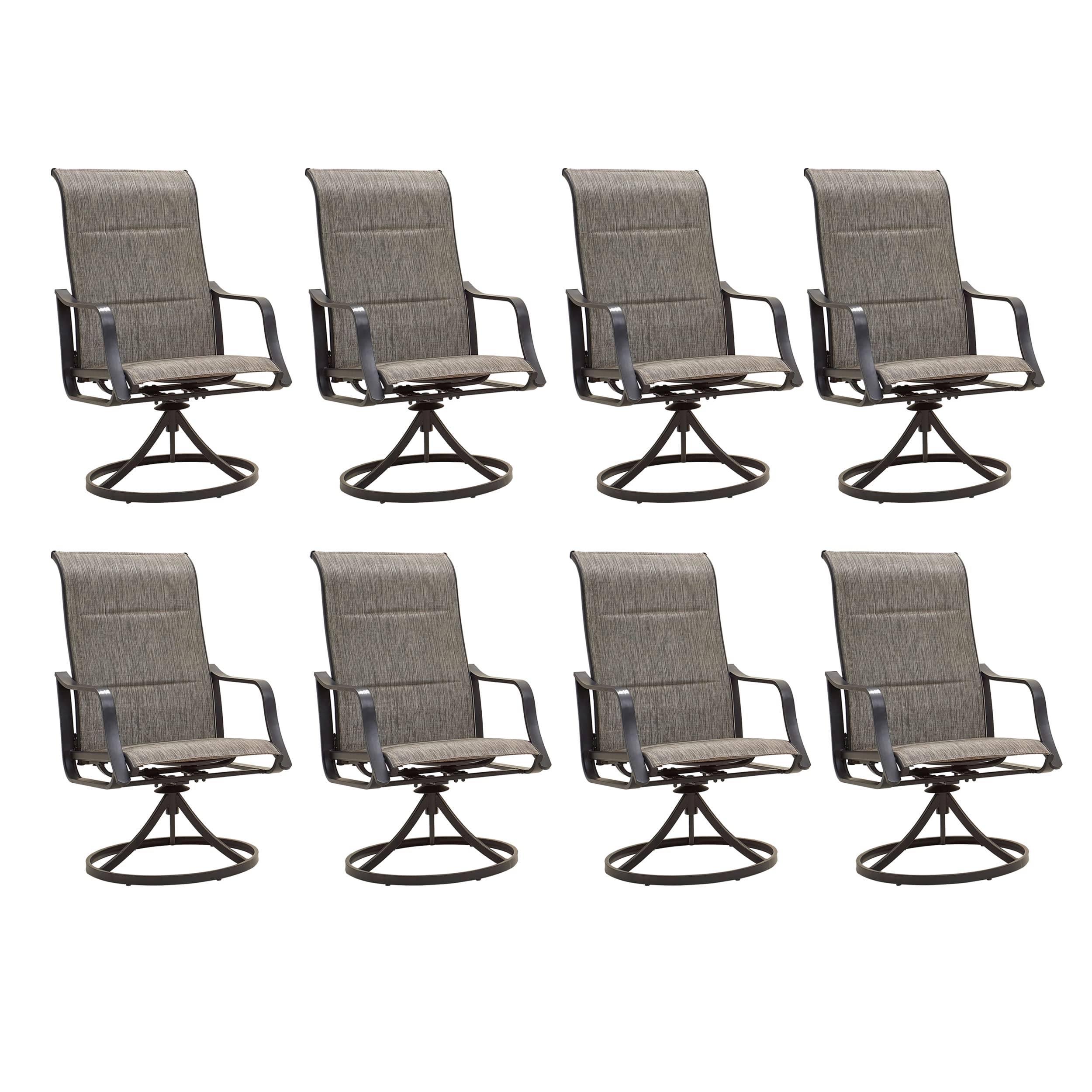 LOKATSE HOME 8-Piece Patio Dining Swivel Chair Set - Outdoor Bistro Furniture for Backyard, Deck, Garden, Porch & Yard - Weather-Resistant Grey Chairs - Perfect for Outdoor Entertaining, Relaxing & Dining Al Fresco