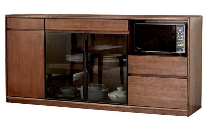 Solid Black Walnut Wood Sideboard Buffet Cabinet - Rustic Dining Room Storage Furniture for Kitchen, Living Room & Entryway Organization