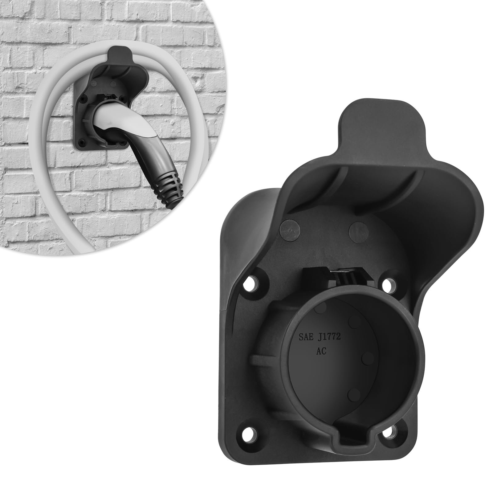 Outdoor EV Charger Holder Wall Mount - Waterproof J1772 Charging Cable Organizer & Enclosure for Tesla, Nissan Leaf, Chevy Volt - Perfect for Garage, Driveway & RV Charging Stations