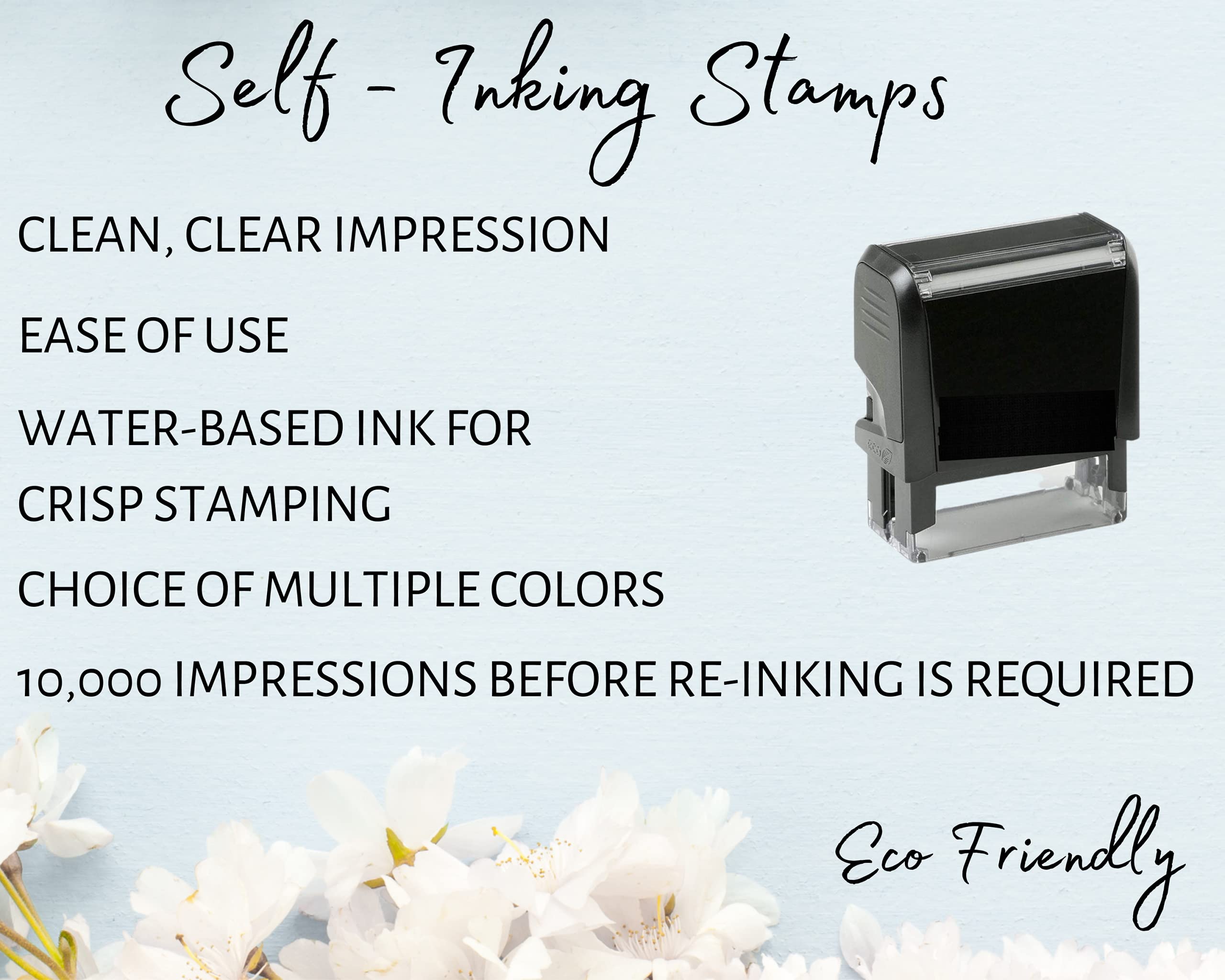 Custom Self-Inking Return Address Stamp - Personalized 3-Line Text & 15 Graphic Designs - Wood/Rubber Handle - 7/8