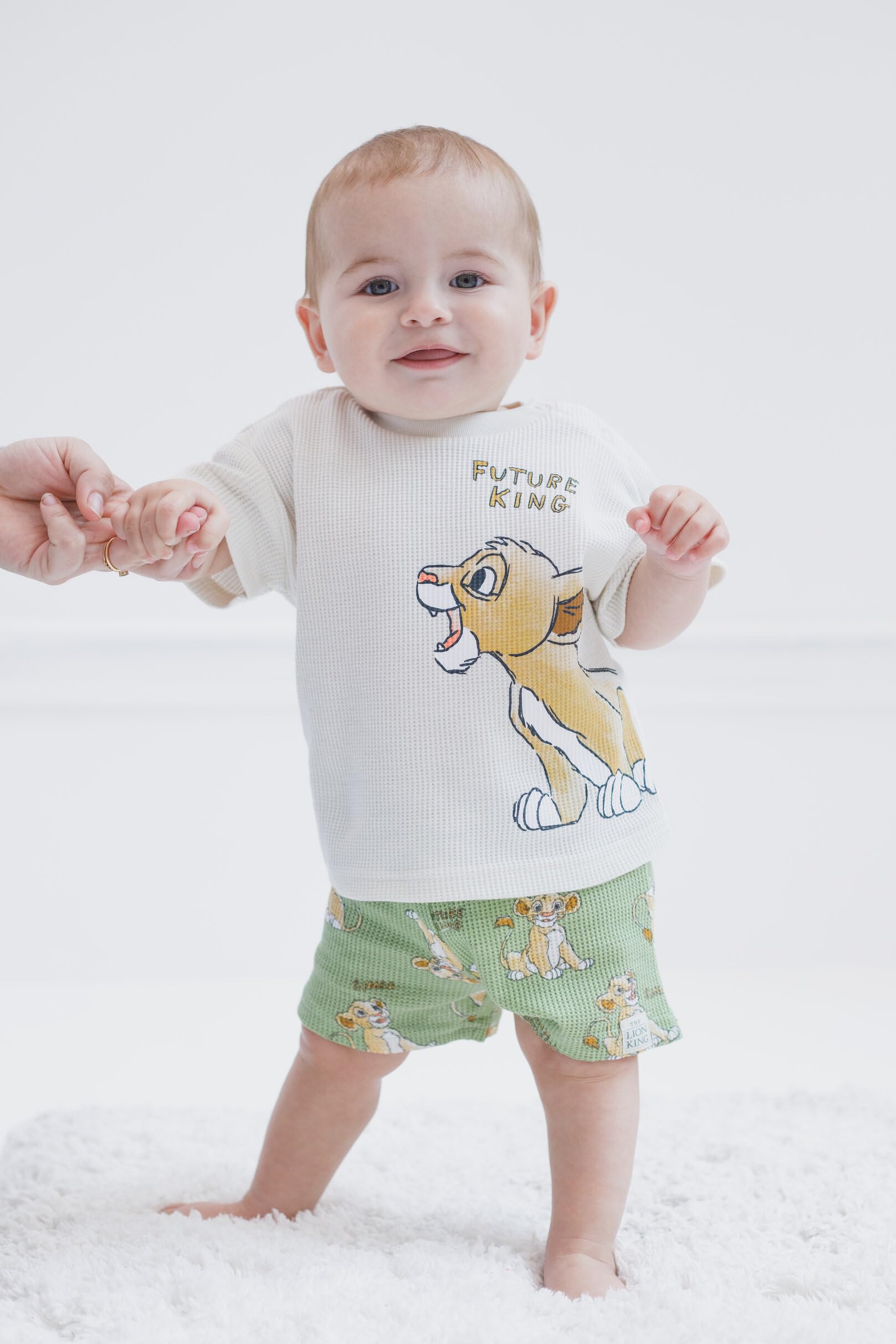 Disney Waffle Knit T-Shirt and Shorts Outfit Set for Newborn to Toddler (0-3 Months - 5T) | Soft Cotton Baby Clothes | Perfect for Playtime, Daycare & Family Photos