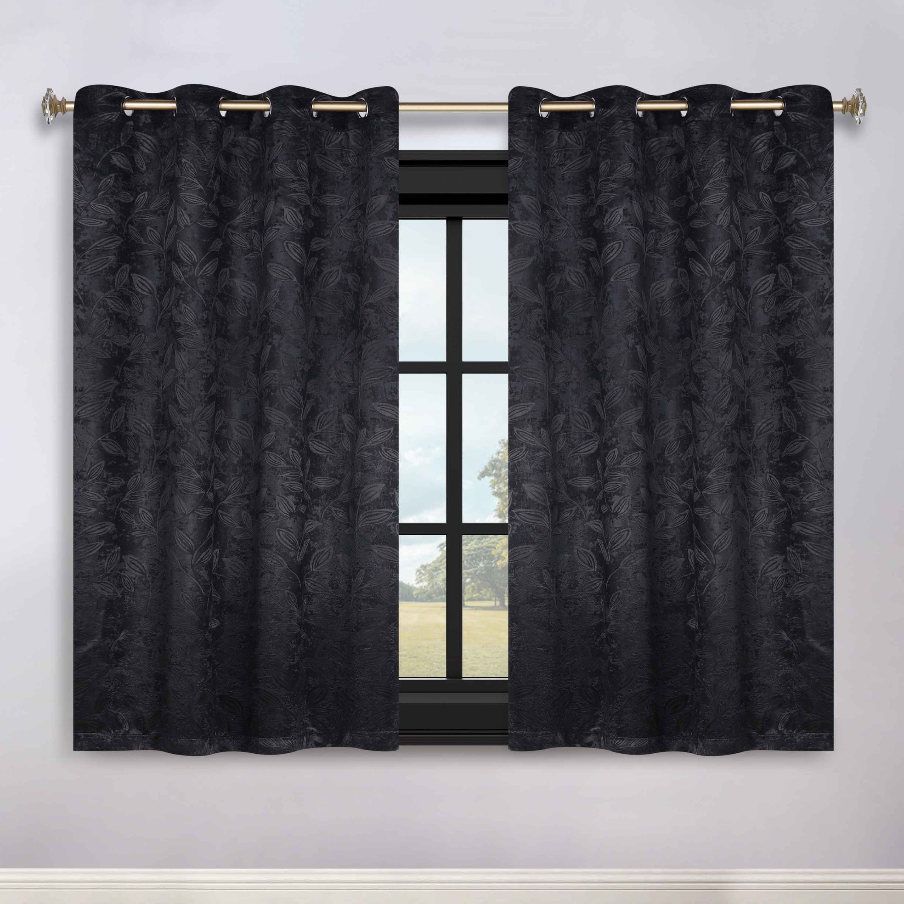 Leaves Grommet Blackout Curtains Set of 2 - Thermal Insulated Room Darkening Drapes for Bedroom & Living Room - Noise Reducing Window Treatment for Home Decor