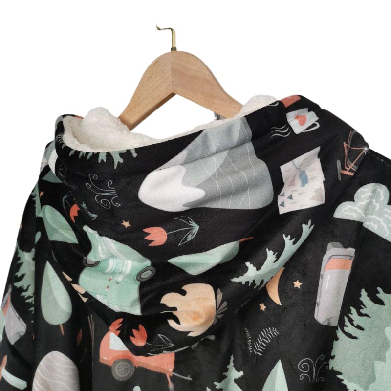 CozyCamp Hooded Wearable Blanket with Pocket - Soft Fleece Wearable Throw for Adults - Perfect for Camping, Fireplace Snuggling & Outdoor Lounging - Warm Comfortable Blanket Hoodie for Winter Nights, Movie Nights & Cabin Getaways