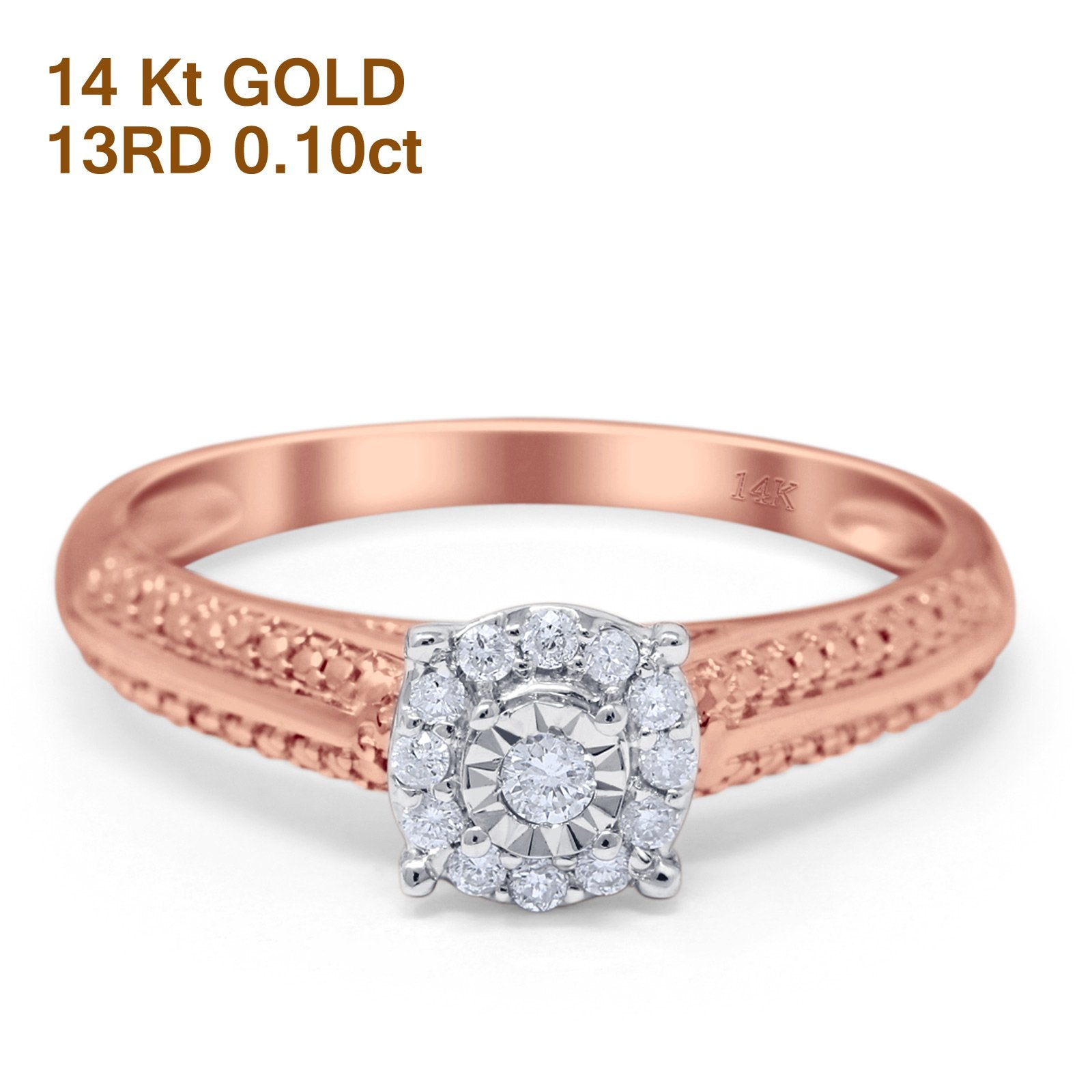 14K Gold 0.1ct Round 6.5mm G SI Diamond Solitaire Engagement Wedding Ring for Women - Elegant Bridal Jewelry Gift for Proposal, Anniversary & Special Occasions