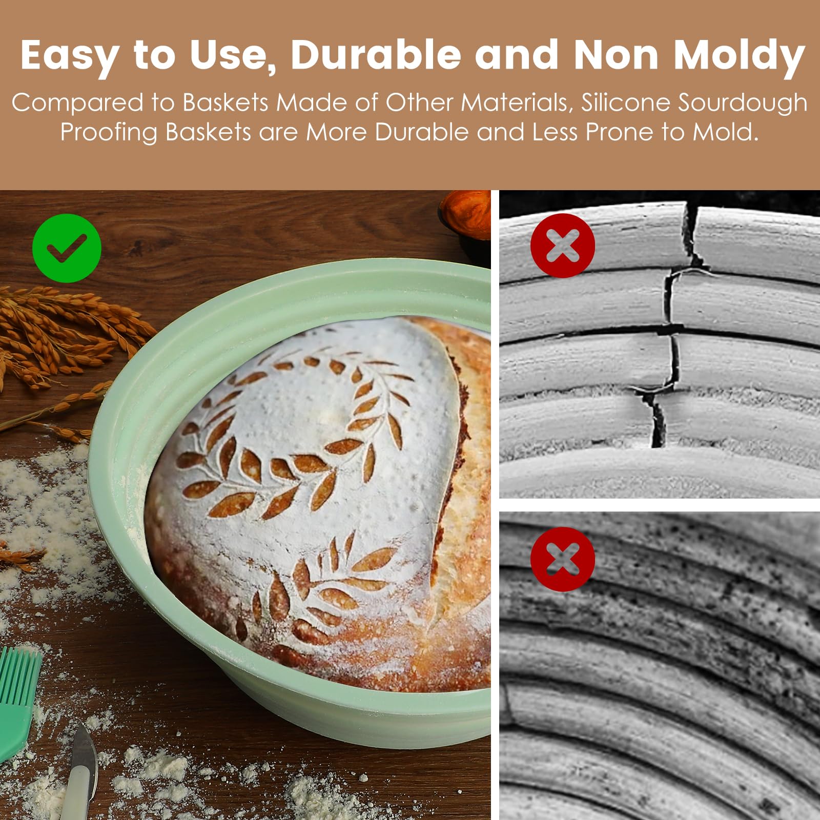 Gardon Sourdough Bread Proofing Basket - 9 Inch Round Bread Baking Supplies Kit for Homemade Artisan Loaves - Perfect Mother's Day Gift for Mom, Mother-in-Law & Bakers - Ideal for Home Baking, Bread Making Classes & Holiday Gifting