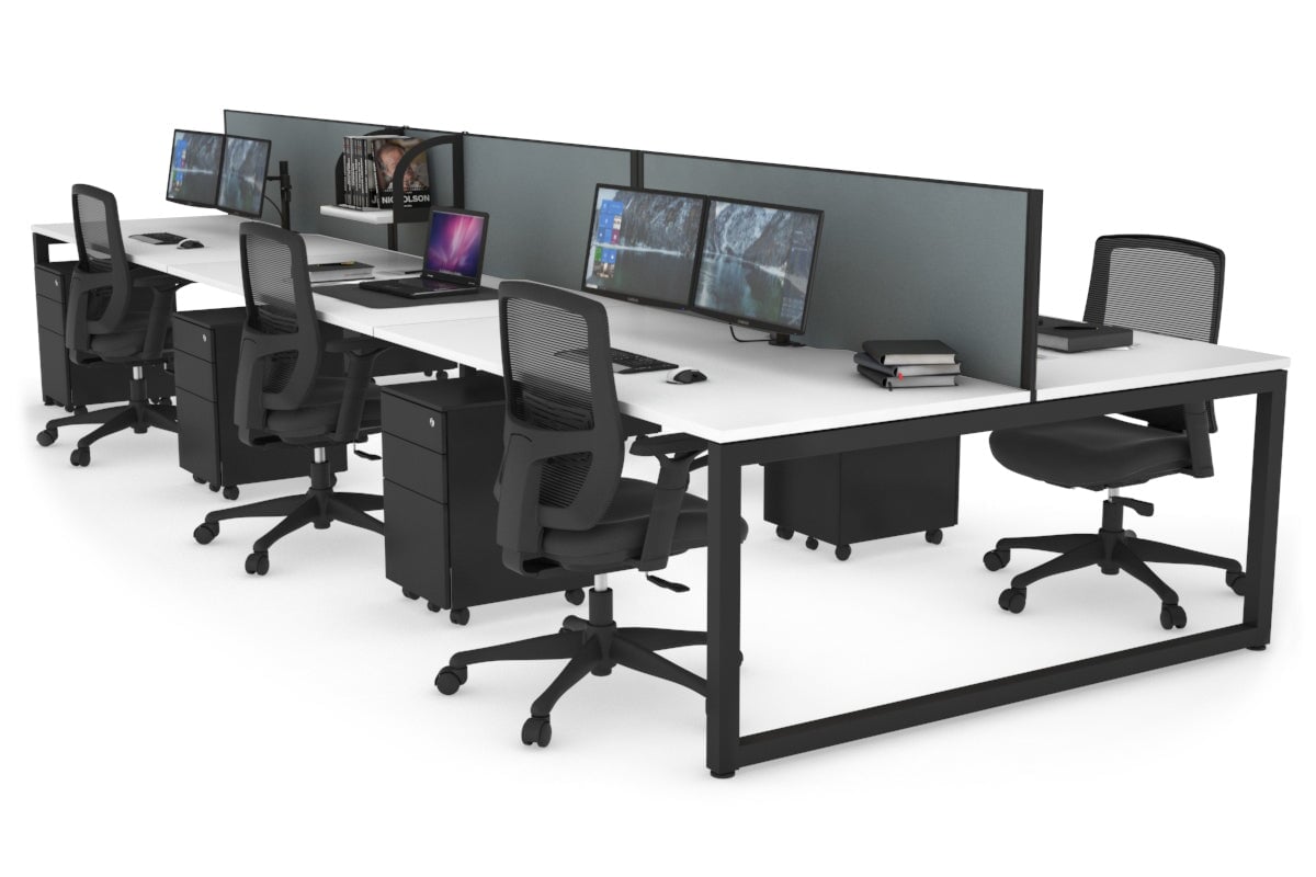 Quadro Loop Legs 6-Person Office Workstation - 1400L x 800W with Cable Management - Perfect for Open Office Layouts & Collaborative Workspaces