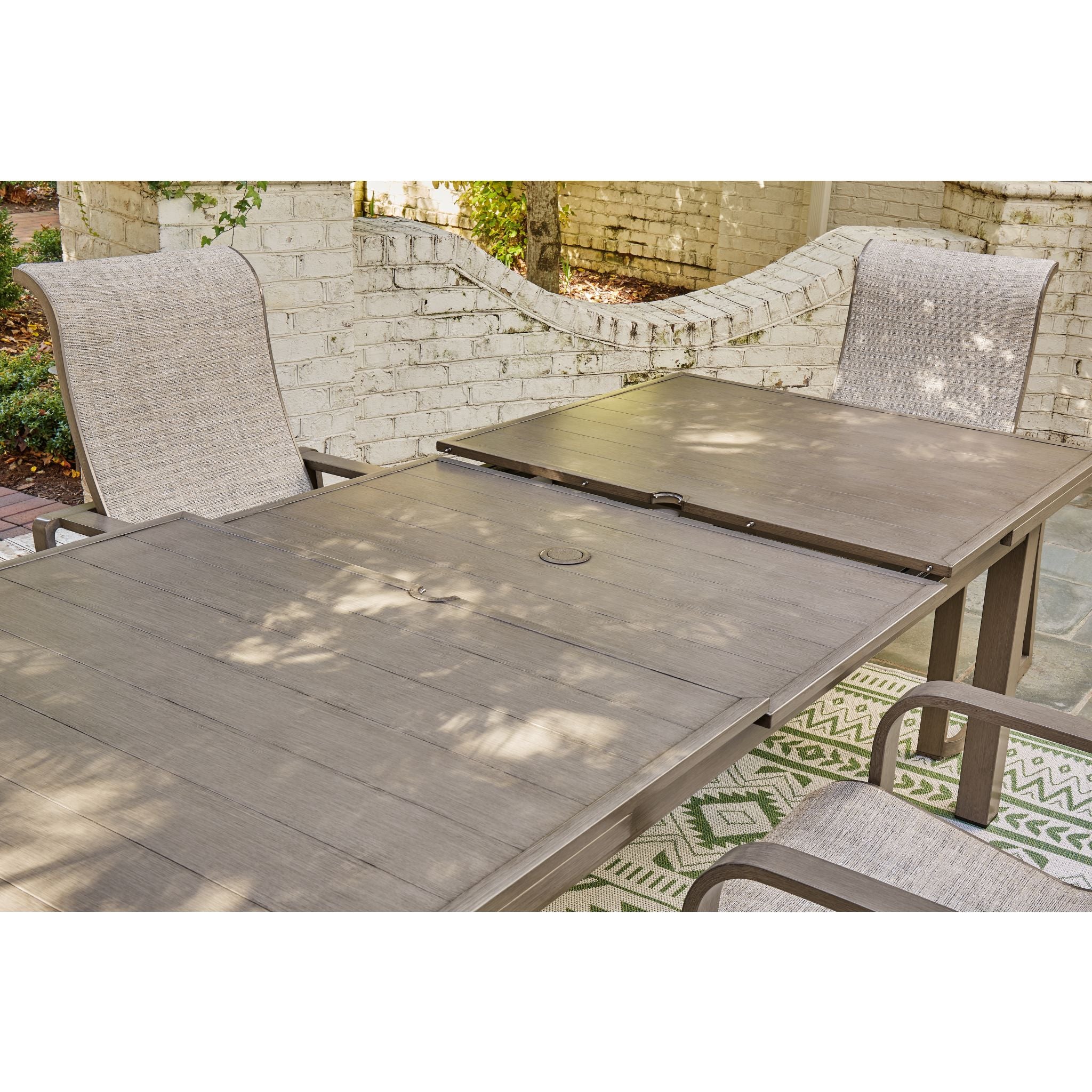 Beach Front Outdoor Rectangle Dining Table - Waterproof & UV Resistant Beige Patio Furniture for Poolside, Garden, and Backyard Dining