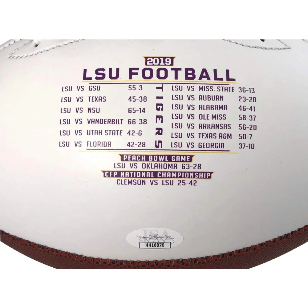 Ed Orgeron Signed LSU White Panel Football - 2019 National Champions Inscribed - JSA COA Authentic Autograph - Perfect for LSU Fans, Collectors & Sports Memorabilia Displays