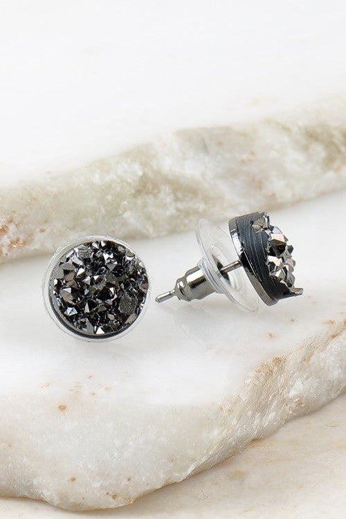 UBS041 Round Druzy Hematite Stone Beads - Natural Gemstone for Jewelry Making, DIY Crafts, and Healing Crystals | Perfect for Necklaces, Bracelets, and Home Decor