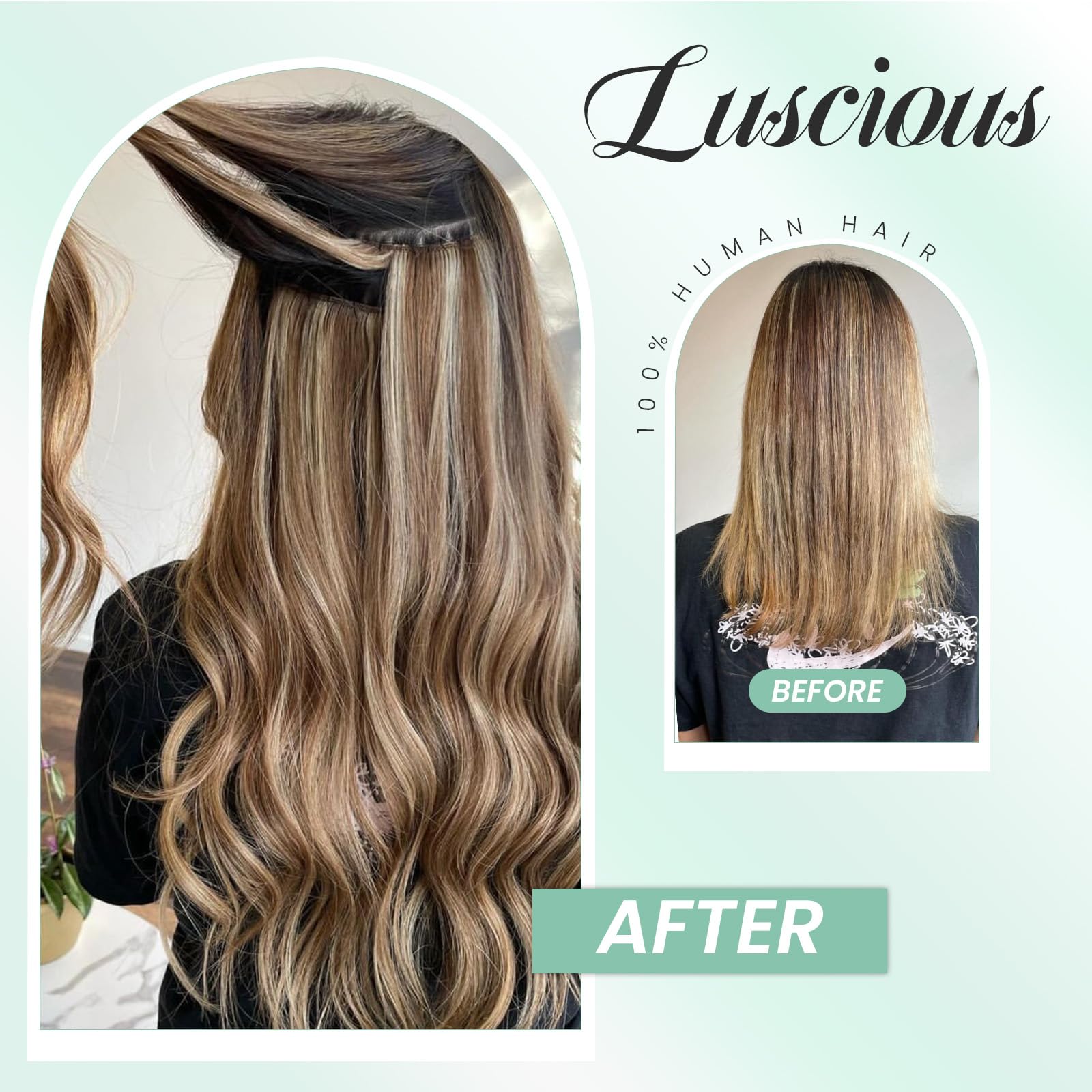 Ash Brown & Platinum Blonde Highlighted Human Hair Extensions - 16 Inch Double Weft Sew-in Weave Bundles (100g) for Natural Blending & Styling - Perfect for Parties, Weddings & Everyday Glam