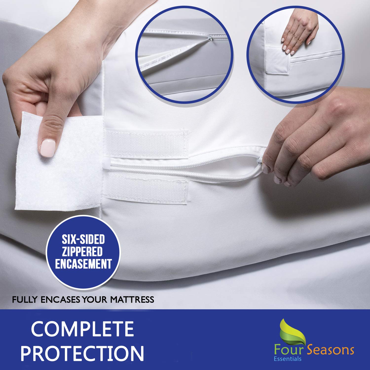 King Size Waterproof Mattress Protector - Hypoallergenic Dust Mite Proof Zippered Mattress Cover with Cotton Terry Top - Deep Pocket Bed Encasement for Allergy Relief & Comfort - Perfect for Homes with Pets, Kids, or Allergy Sufferers