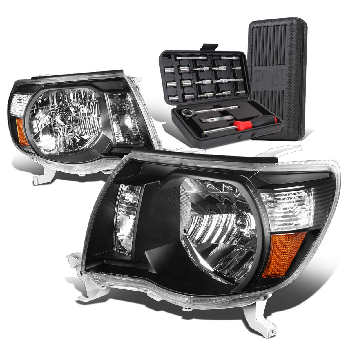 Auto Dynasty Black Housing Amber Corner Headlight Lamps with Tool Kit - Compatible with Toyota Tacoma 2005-2011 | LED Off-Road Lighting Upgrade for Improved Night Visibility & Truck Customization | Ideal for Off-Roading, Night Driving, Daily Commutes & Vehicle Styling | Perfect for Adventure Enthusiasts & Truck Modifications