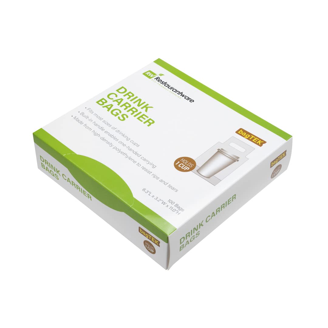 Restaurantware 100-Pack Clear Plastic Drink Carriers with Handles - Disposable Single Cup Bags for Coffee, Tea & Juice Delivery - Perfect for Takeout, Catering & Food Service Businesses