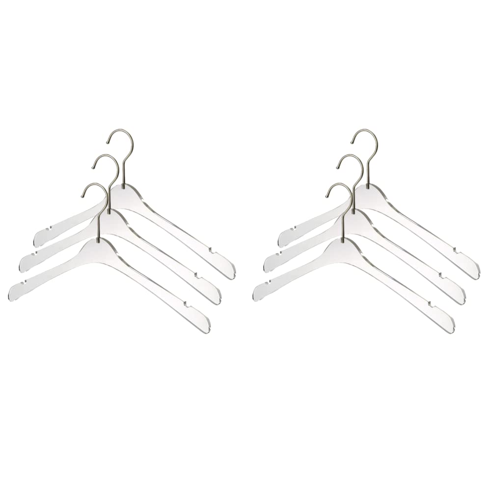Premium Clear Acrylic Clothes Hangers - 6 Pack Luxury Wardrobe Organizers for Men & Women | Heavy Duty Transparent Hangers for Closet Organization | Ideal for Shirts, Pants, Jackets & Coats