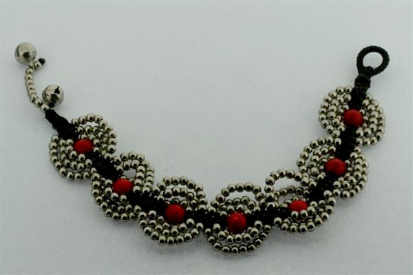 Beaded Flower Bracelet Red - Handmade Floral Beaded Jewelry for Women - Perfect for Parties, Weddings & Everyday Wear