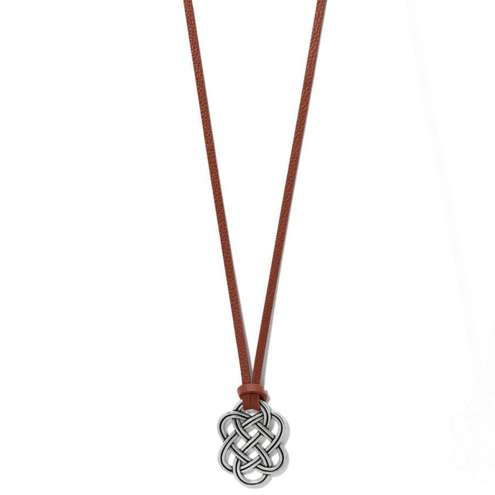 Brighton Interlok Trellis Leather Necklace for Women - Elegant Gold-Tone Chain with Adjustable Length, Perfect for Everyday Wear, Date Nights & Special Occasions