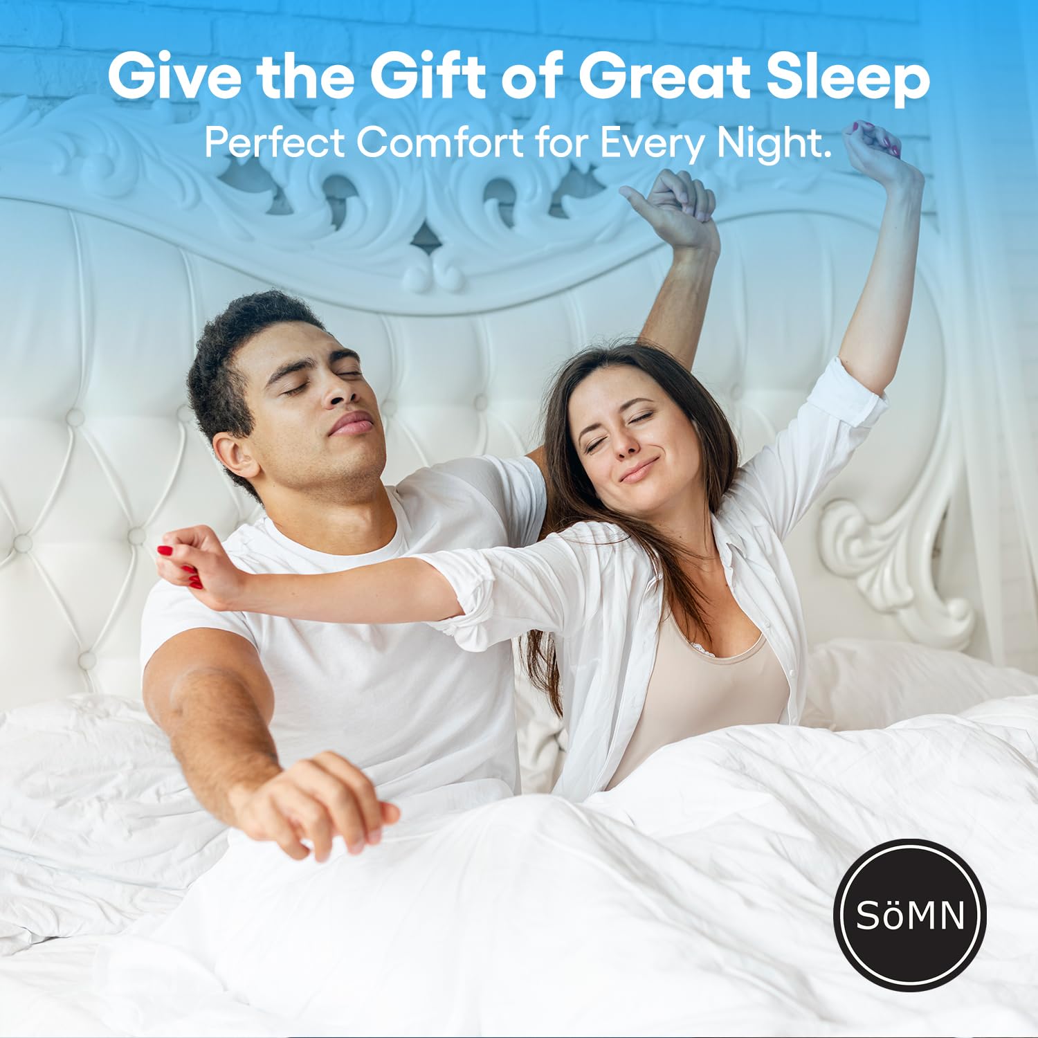 SöMN Kömforte Microfiber Dual Zone Comforter - King Size Cooling & Warming His and Hers Blanket for Couples | Hypoallergenic Down Alternative Duvet Insert | Perfect Wedding Gift & Bedroom Upgrade (White)