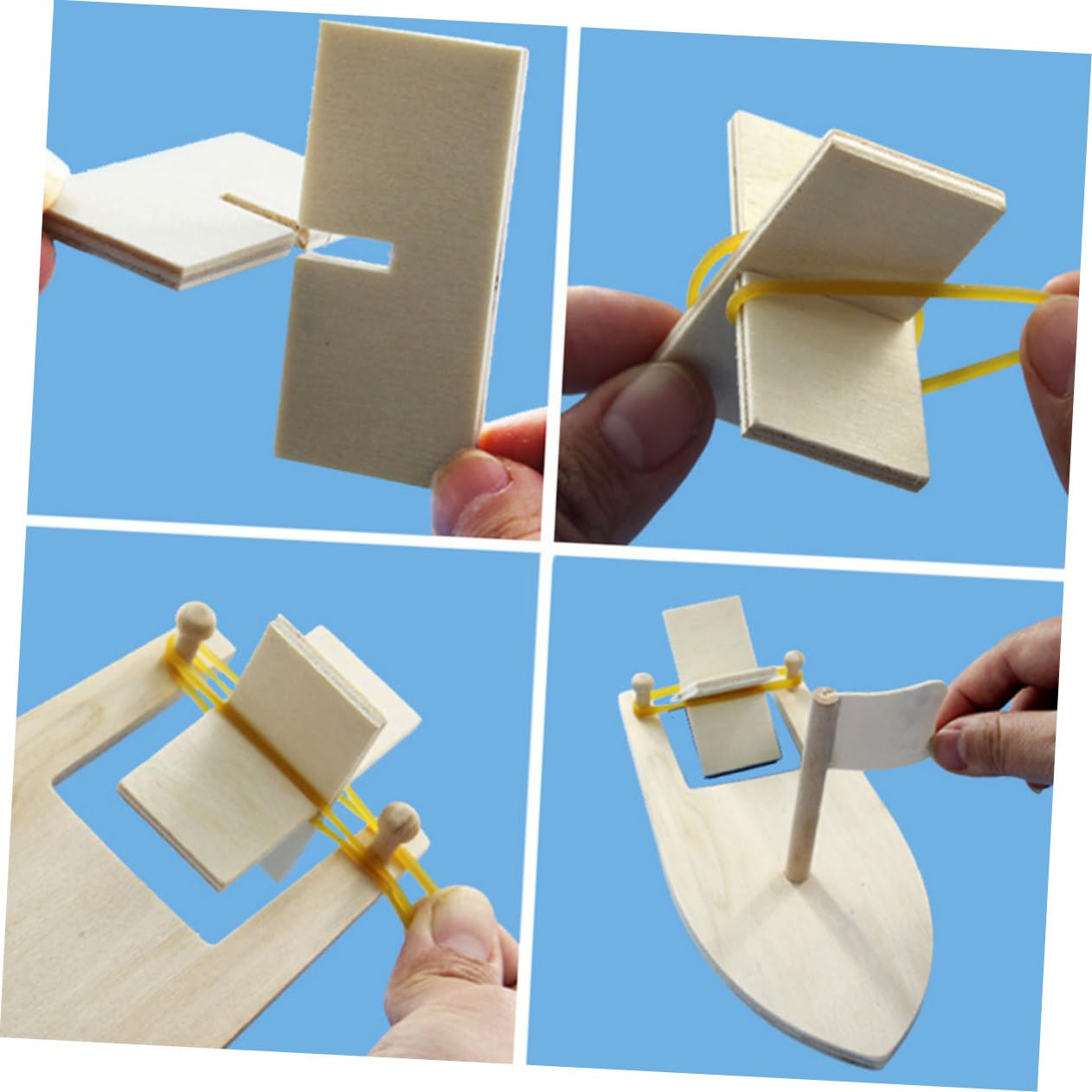 Milisten 4-Piece Unfinished Wooden Boat Craft Kit - DIY Painting Wooden Toys, Brain Teaser Puzzles & Handmade Bamboo Statues for Kids | Perfect for Arts & Crafts, STEM Learning & Creative Play