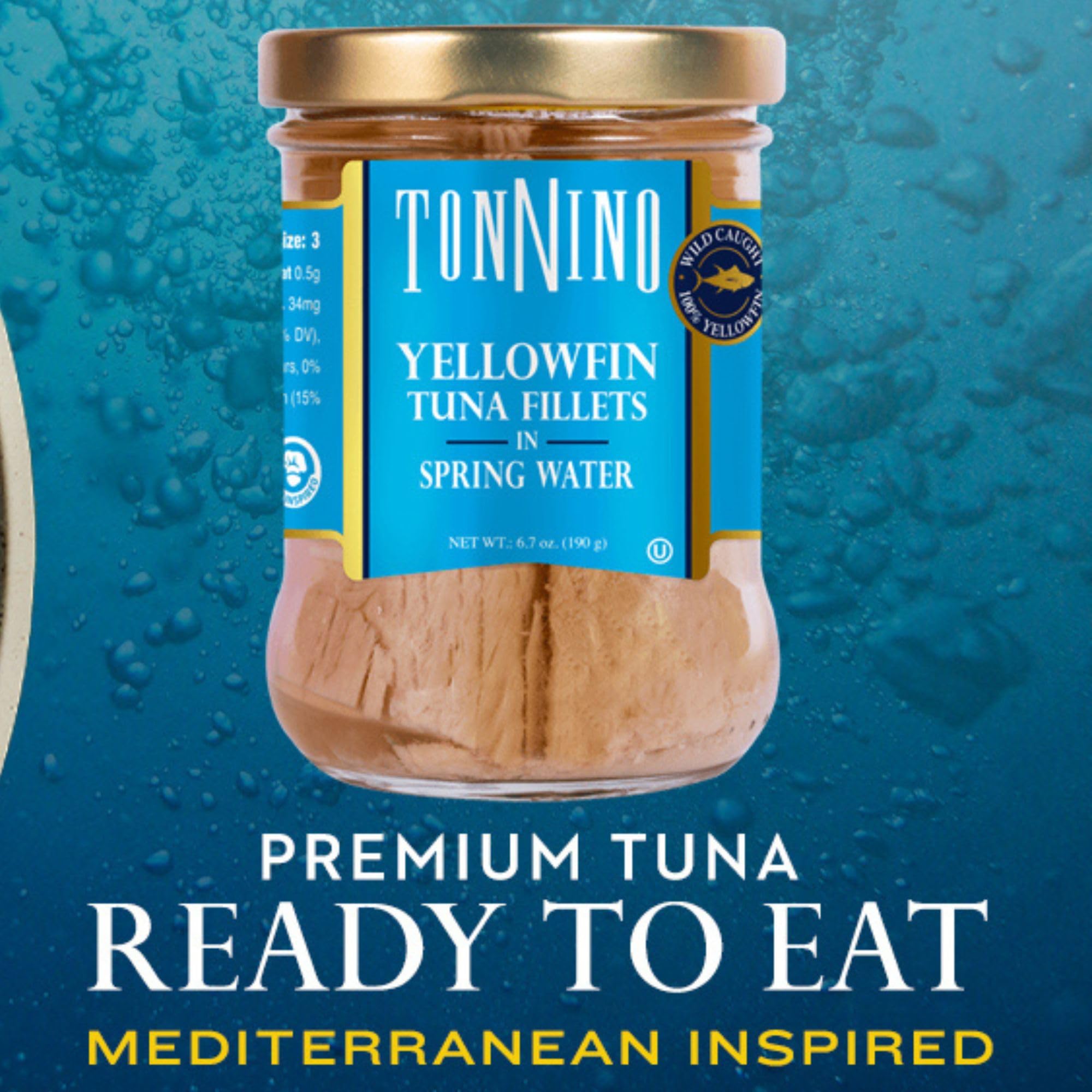 Premium Tonnino Yellowfin Tuna Fillets in Spring Water - Pack of 6 | Wild Caught, High Protein, Keto & Paleo Friendly | Perfect for Salads, Sandwiches & Healthy Meal Prep