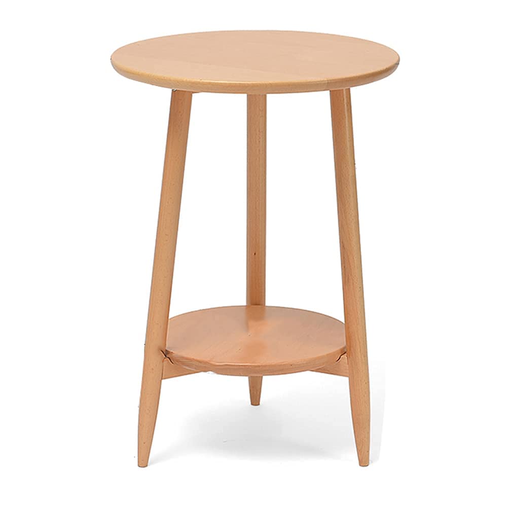 Modern Small Round Side Table - 2-Tier Wooden Coffee Table for Living Room, Home Office, Bedroom & Balcony - Stylish & Functional Accent Table (Color: Wood 1) - Perfect for Coffee Corner, Reading Nook & Small Space Decor