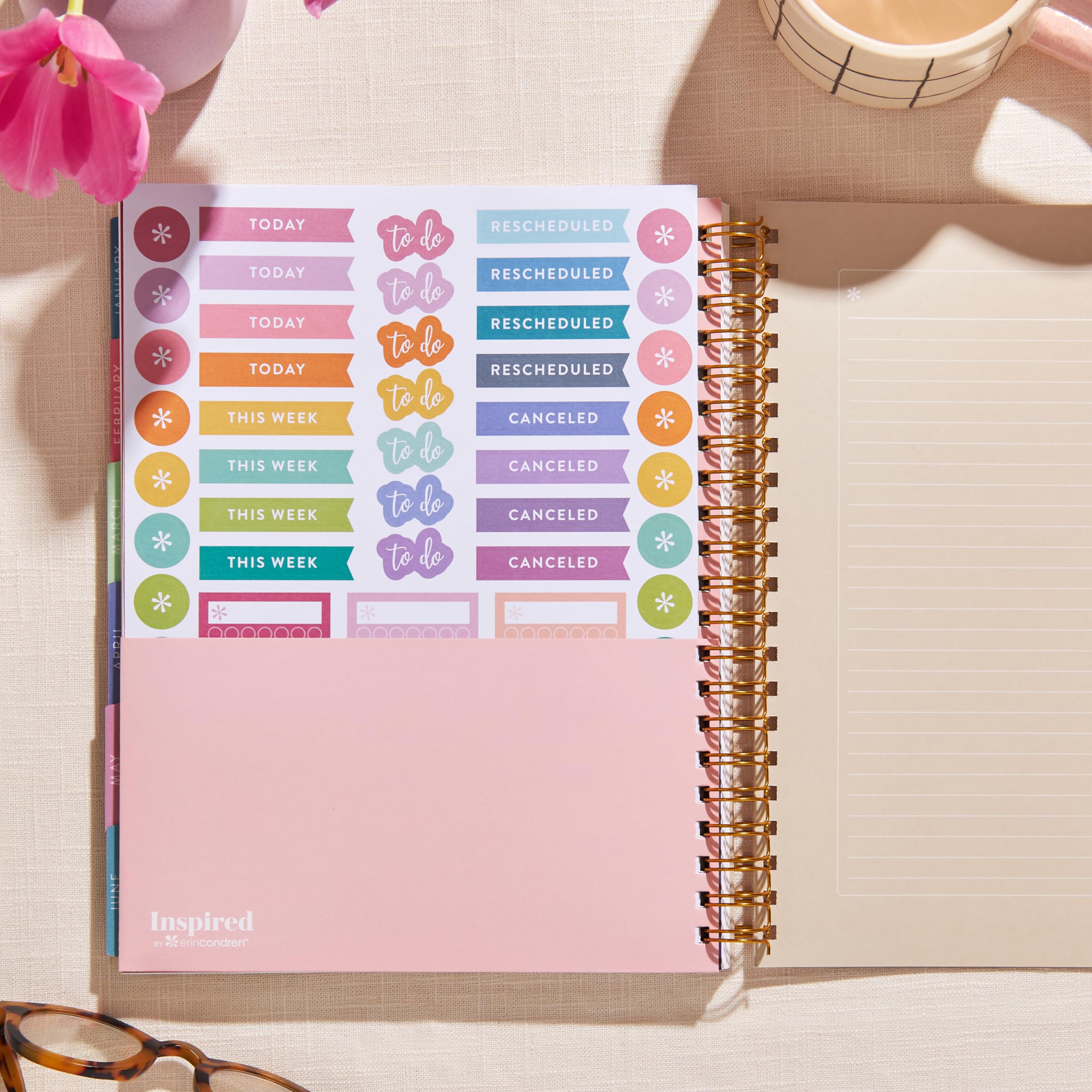 Erin Condren Inspired Large Weekly & Monthly Dated Planner (July 2024 - June 2025) - Boho Floral Cover | Perfect for Work, School & Personal Organization