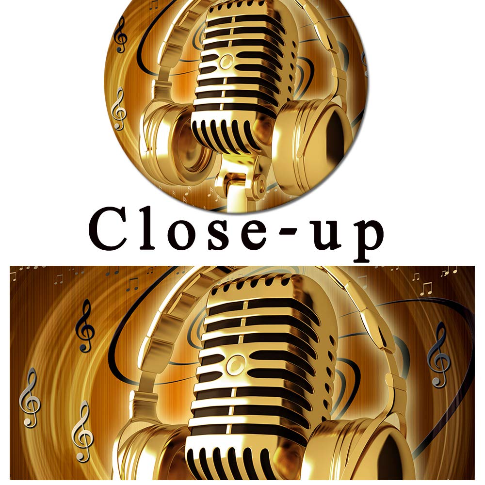 Gold Metal Microphone & Headset Music Wall Art - 24x24 Inch Canvas Print with Musical Notes, Stretched & Framed Ready to Hang - Perfect for Home Studio, Living Room & Office Decor - Modern Music Lover Gift Idea