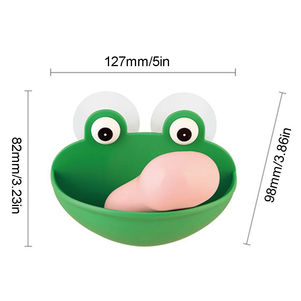 Frog-Shaped Soap Dish Holder with Suction Cups - Green Kitchen & Bathroom Soap Box Case - Perfect for Kids' Bathrooms, Farmhouse Decor, and Unique Gift Ideas