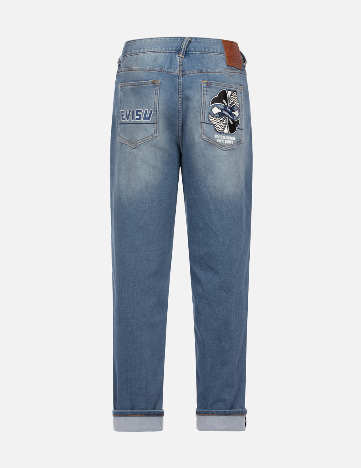 Stylish Kamon Print Relaxed Fit Jeans with Pockets | Comfortable Casual Denim Pants for Men & Women | Perfect for Everyday Wear, Street Style & Weekend Outfits
