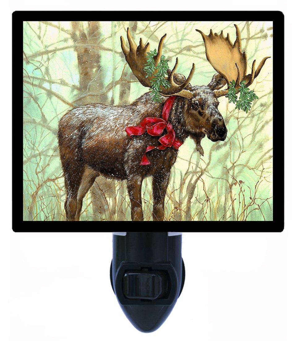 Christmas Moose LED Night Light - Holiday Decorations for Bedroom, Nursery & Christmas Tree - Warm White Glow for Festive Ambience