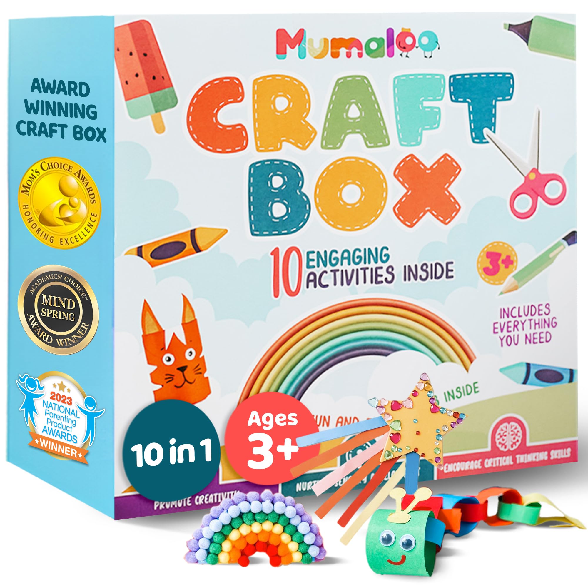 Craft Box for Kids - 10 Creative Arts and Crafts for Ages 4-8, Fun & Educational Preschool Homeschool Activities, No Mess Toddler Craft Kit Supplies, 3 4 5 6 7 8 Year Old Girls & Boys - Perfect for Birthday Gifts, Classroom Projects & Rainy Day Activities