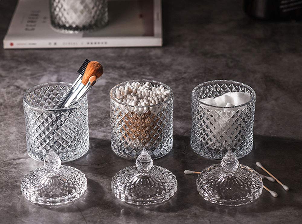 Premium Crystal Diamond Glass Jar with Airtight Lid - Food Storage Container for Candy, Sugar, Spices & Dry Goods - Perfect for Kitchen Pantry Organization & Home Decor