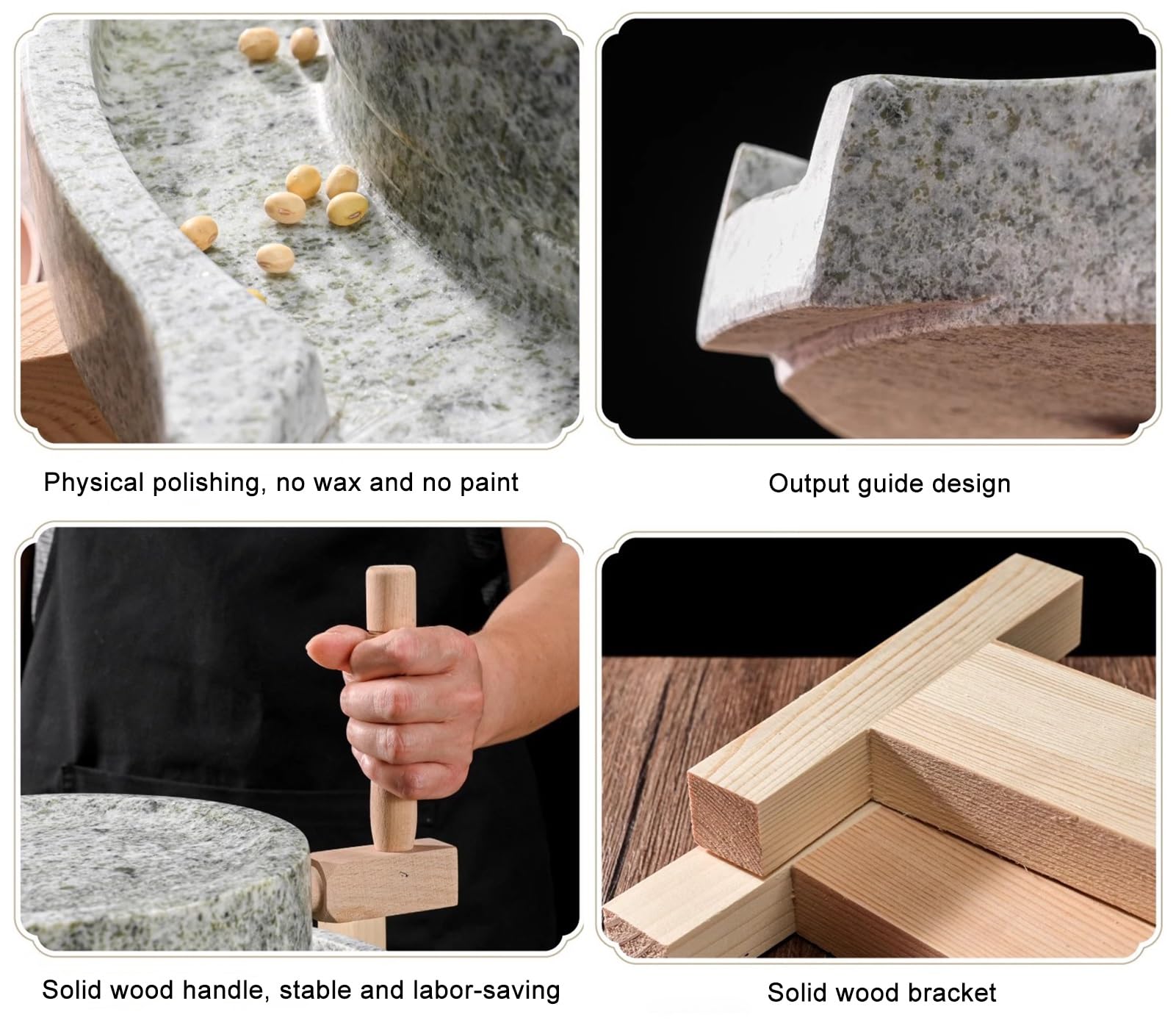 Premium Hand Grain Mill Stone Grinder - Wet & Dry Bluestone Mill for Wheat, Rice, Beans & Spices | Home Kitchen Flour Grinder for Fresh Powder | Perfect for Baking, Camping & Emergency Food Prep