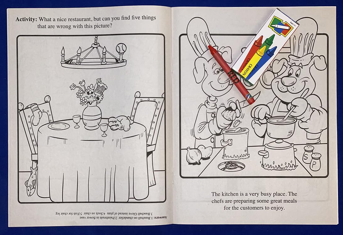ZOCO Bulk Pack of 25 Restaurant-Themed Coloring Books with Crayons - Kids Activity Books for Dining Out, Travel & Birthday Parties - Fun Educational Gifts for Children