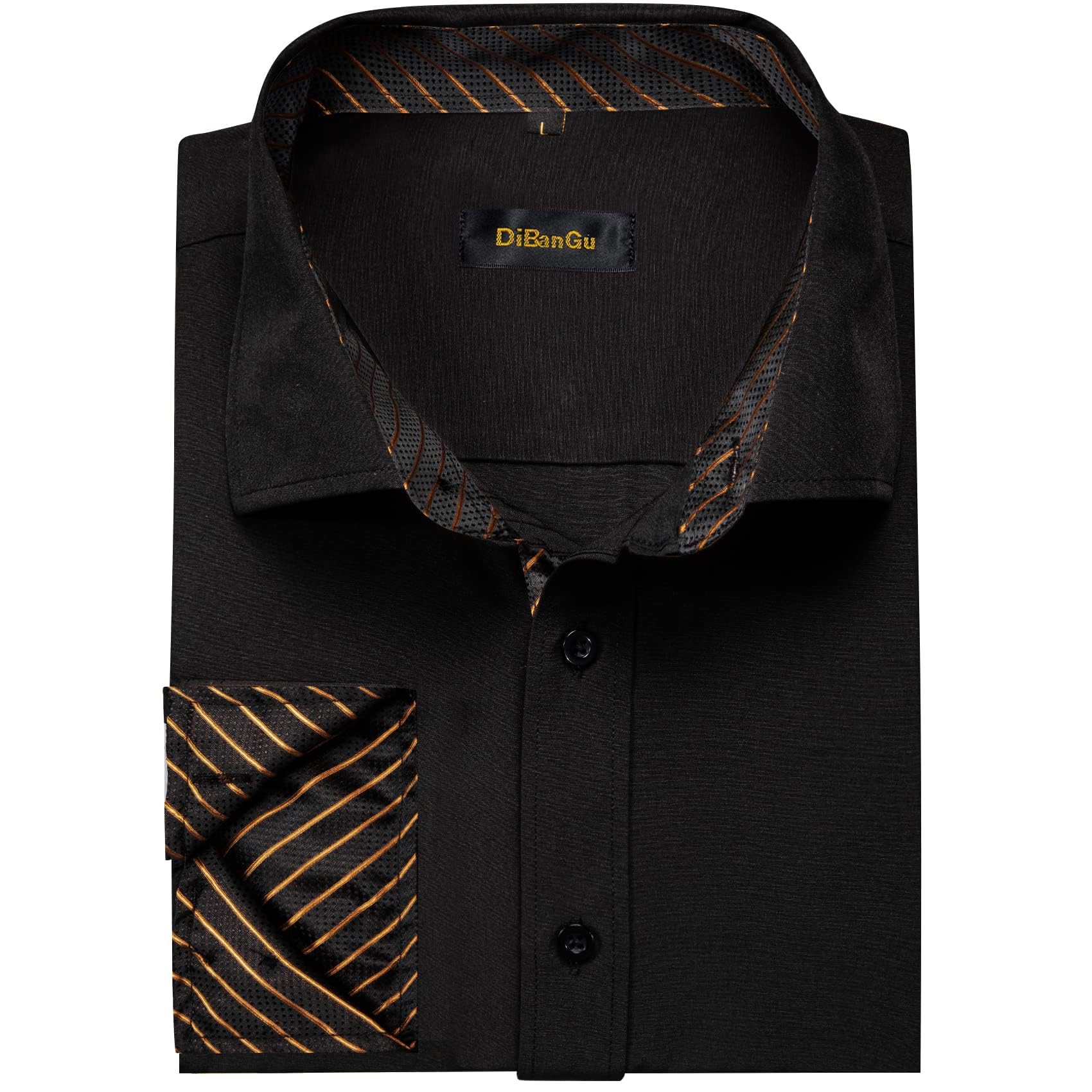 DiBanGu Men's Button Down Shirts - Long Sleeve Casual Dress Shirts, Regular Fit Cotton Business Shirt with Contrast Inner Collar for Office, Work & Formal Occasions