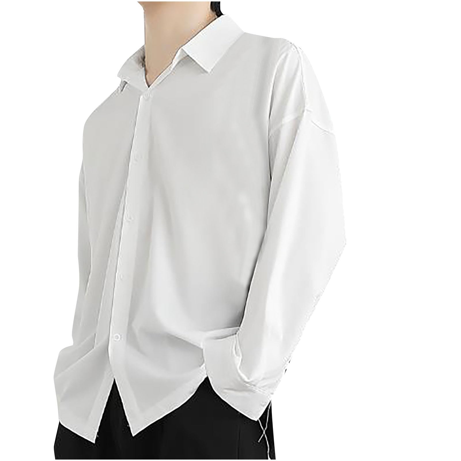 Premium Men's Ice Silk Button-Down Shirt - Long Sleeve Business Casual Dress Shirt for Office, Meetings & Formal Events - Breathable & Stylish Work Blouse Top