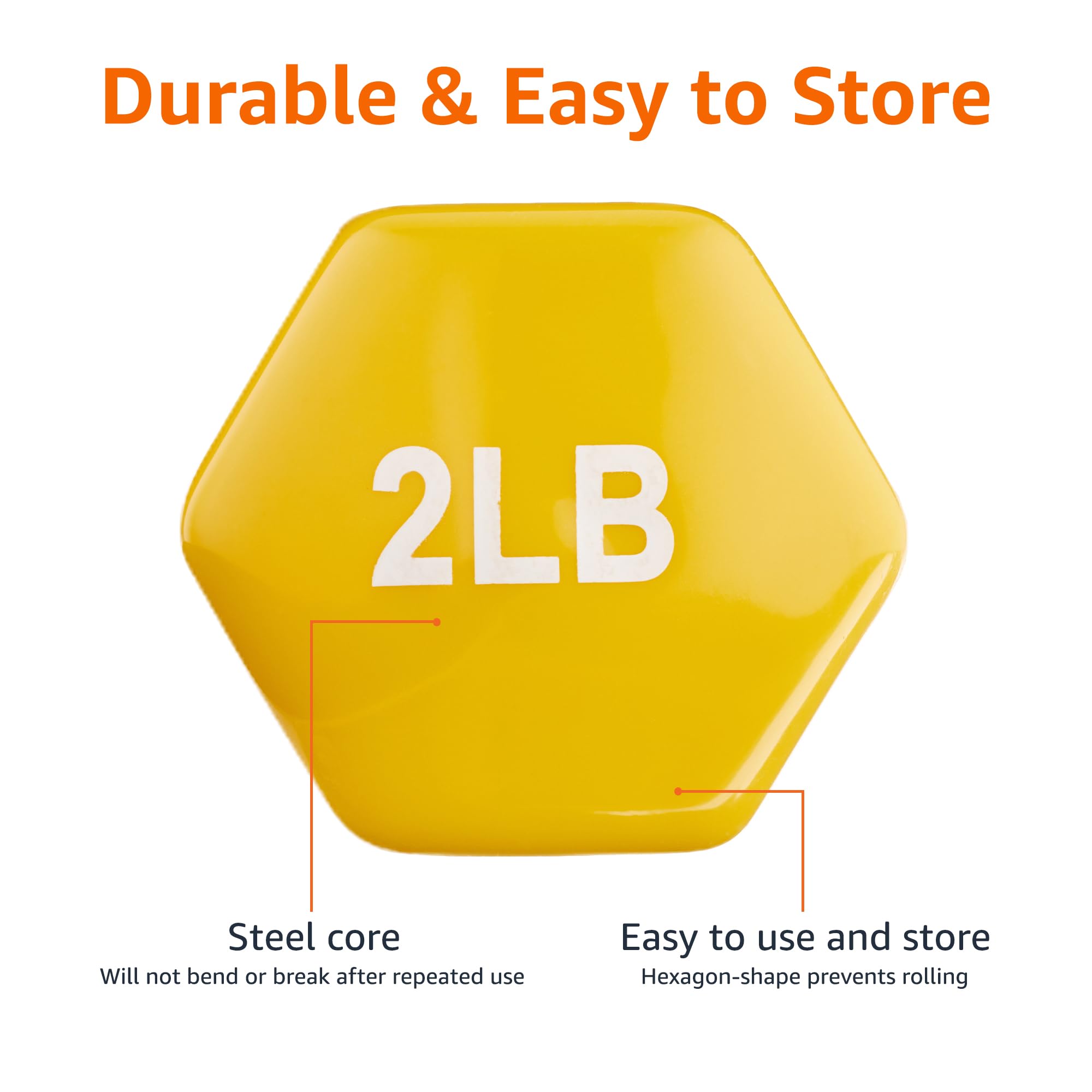 Amazon Basics Vinyl Coated Dumbbell Hand Weights - 5-50 lbs Set for Home Gym, Strength Training & Fitness Workouts - Perfect for Weightlifting, CrossFit & Muscle Toning