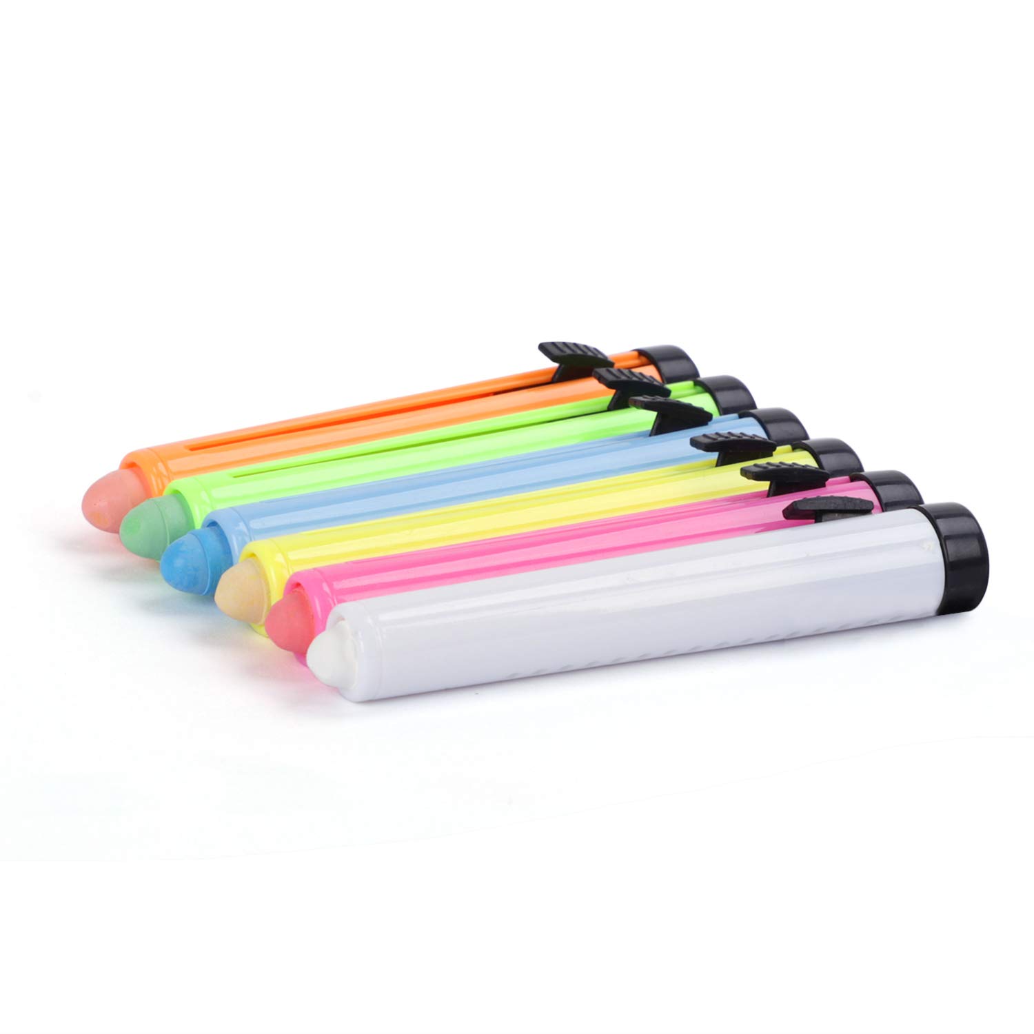 Non-Toxic Dustless Colored Chalk Set - 1.0mm Fine Tip Chalk with Holder for Whiteboard & Blackboard - Safe Art Drawing & Writing Tool for Kids & Children - 6 Pack - Perfect for Classroom, Home Schooling & Creative Play