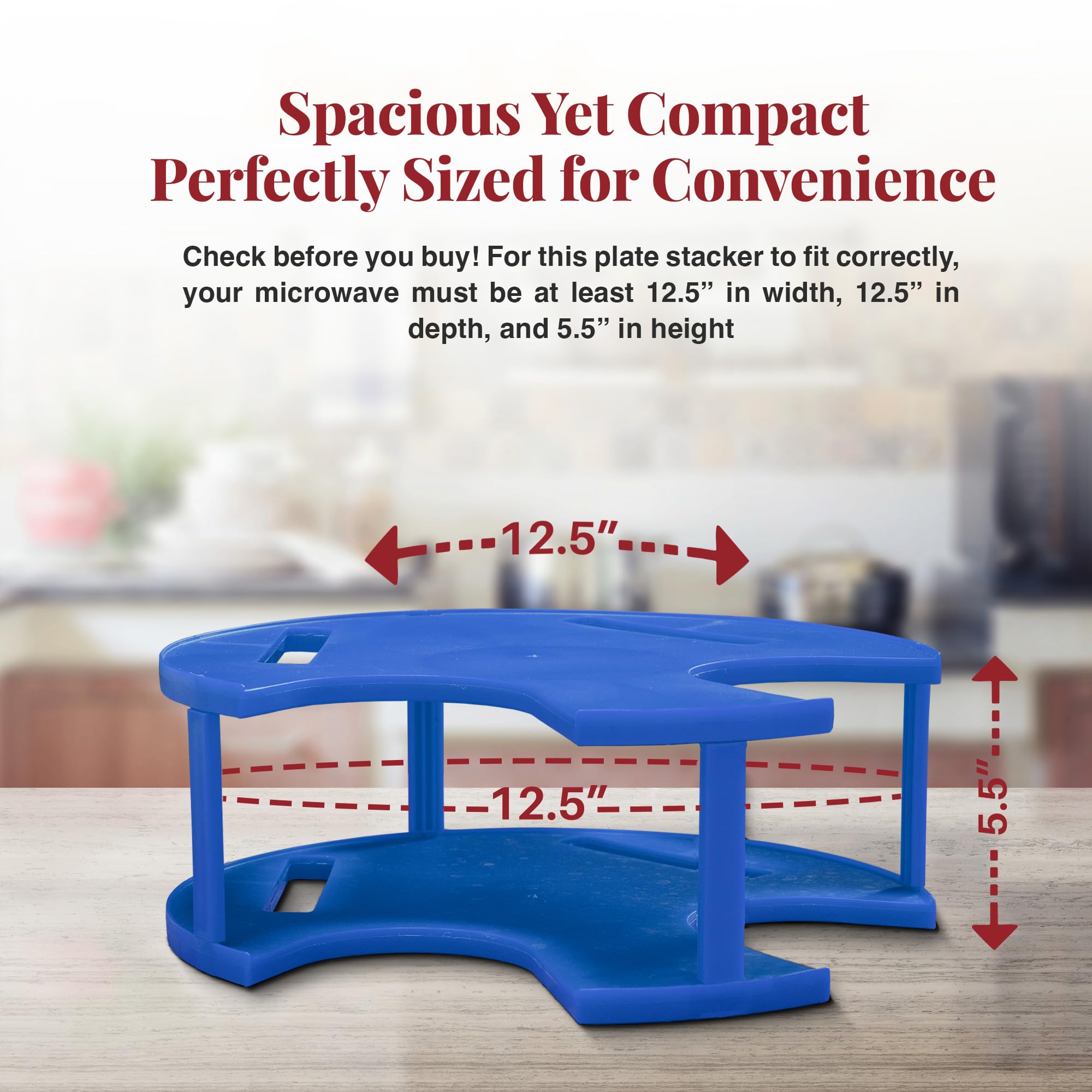 DoubleWave 2-in-1 Blue Microwave Plate Stacker | BPA-Free Stackable Microwave Bowl Holder | Durable Kitchen Organizer for Plates & Bowls | Space-Saving Solution for Small Kitchens & Meal Prep
