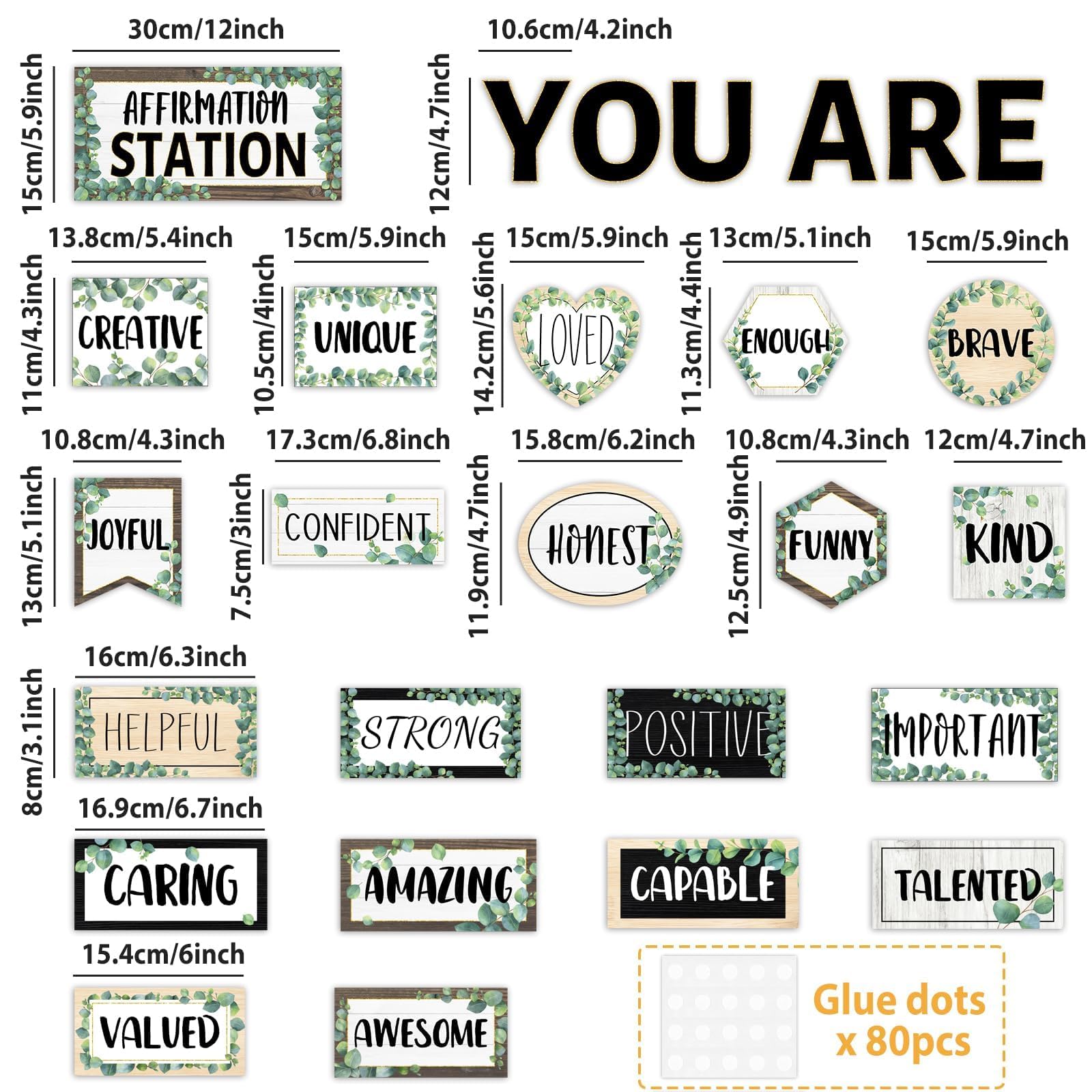 Eucalyptus Bulletin Board Set - Classroom Decor for Teachers & Schools | Inspirational Wall Posters & Cutouts