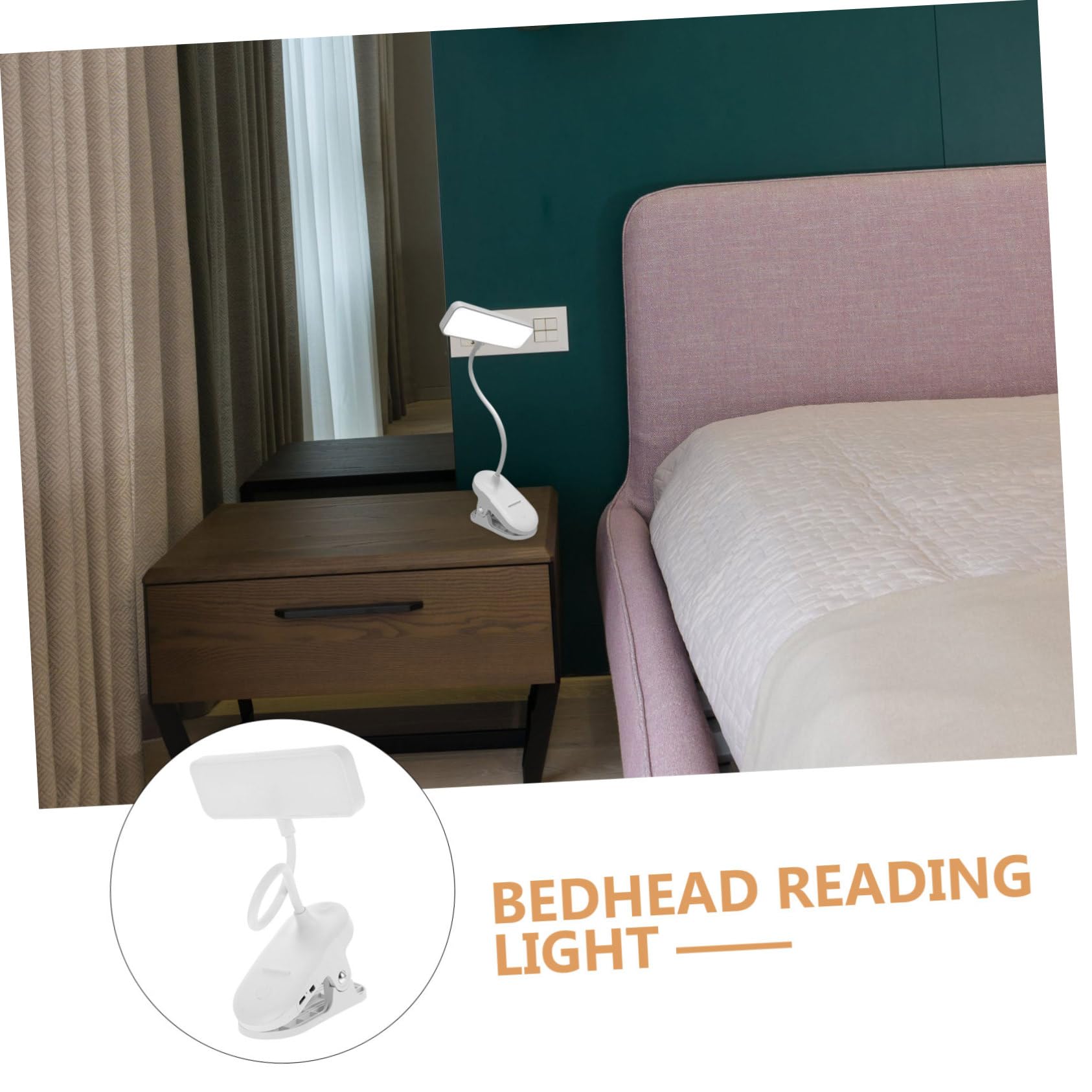 Veemoon Rechargeable LED Clip-on Table Lamp - 3 Brightness Levels, Portable Cordless Desk Light for Reading, Studying, Nightstand & Office Use