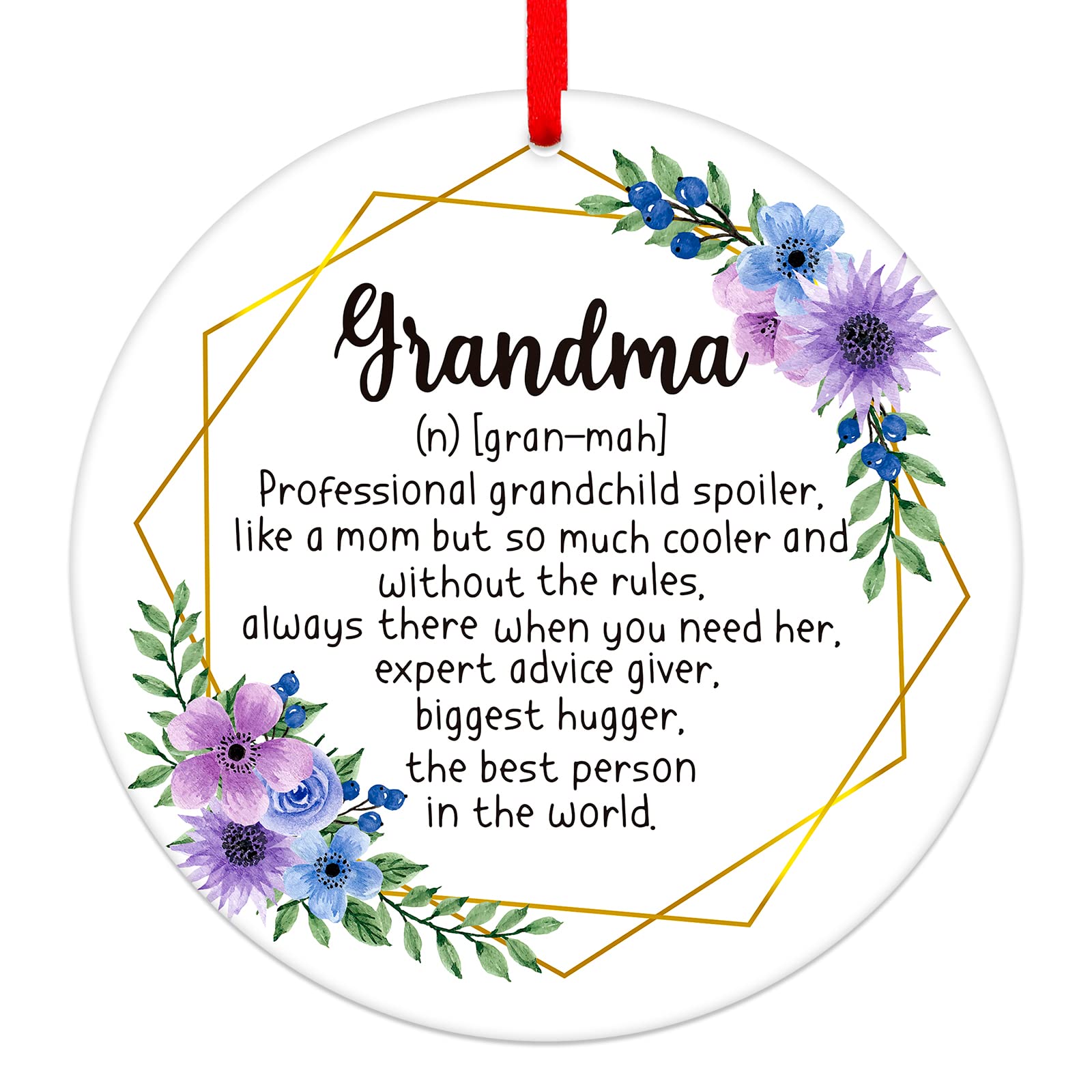 FaCraft Personalized Christmas Ornaments for Grandma - 2024 Birthday Gifts for Grandma from Grandson & Granddaughter | Heartwarming Tree Decorations for Christmas, Mother's Day & Family Gatherings