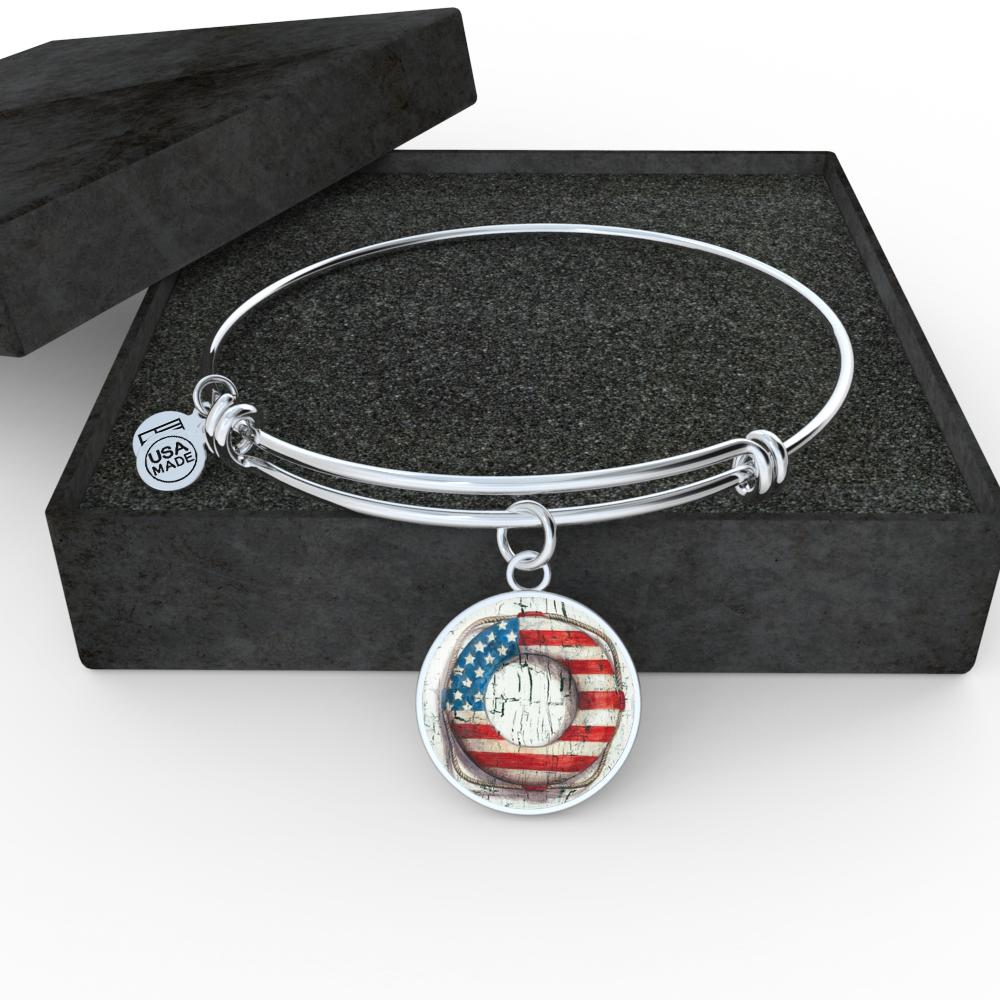 American Beachy Lifebuoy Bangle Bracelet - Trendy Waterproof Adjustable Wristband for Swimming, Boating & Summer Fashion Accessories