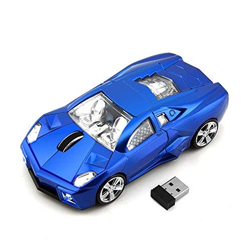 Wireless 2.4G USB Optical Gaming Mouse for Laptop & Desktop - Ergonomic Sports Car Design Computer Mouse (Blue) | Perfect for Gaming, Office Work & Travel Use