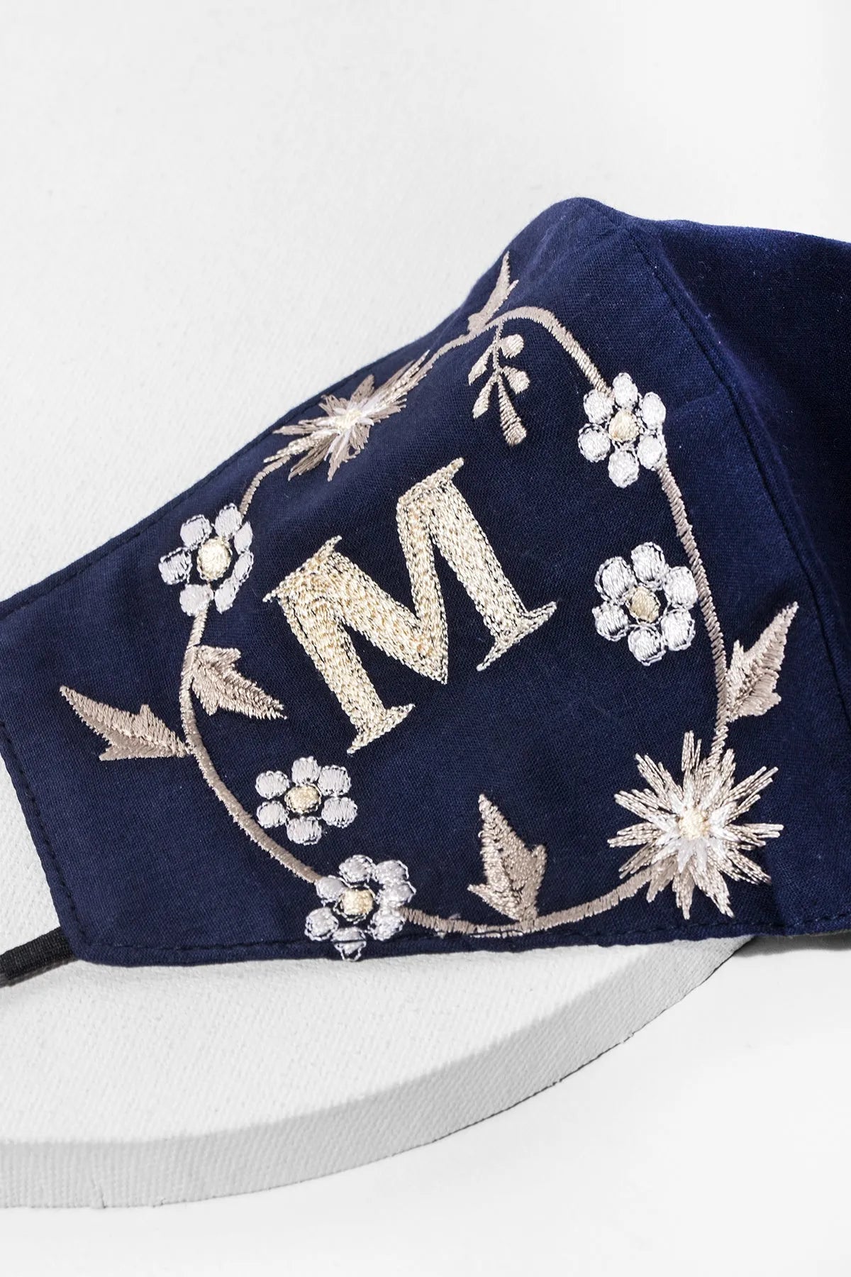 Custom White Embroidered Monogram Face Mask - Personalized Cotton Washable Reusable - Perfect for Travel, Work & Daily Protection