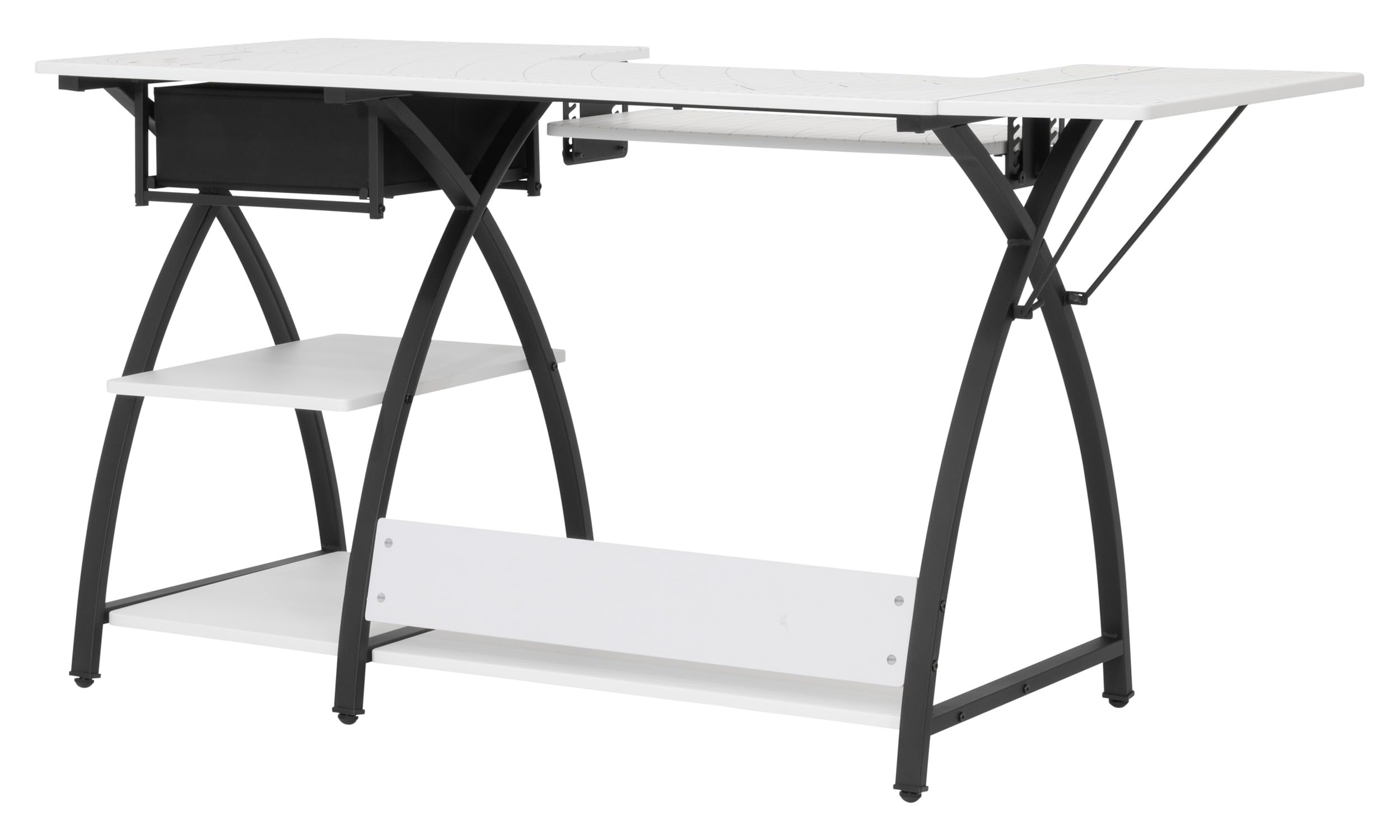 Sew Ready Comet Drawer Top Sewing Table with Black/White Grid - Perfect for Quilting, Crafting & Home Sewing Projects