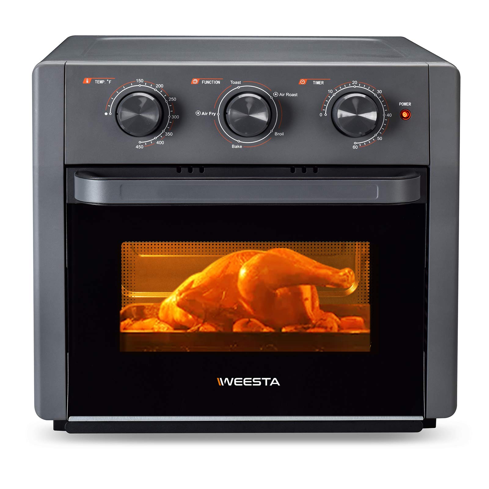WEESTA 5-in-1 Air Fryer Toaster Oven with Convection - Countertop Kitchen Appliance for Air Frying, Roasting, Toasting, Broiling & Baking - Perfect for Chicken, Steak, Pizza & More - Ideal for Small Kitchens, Dorms & RV Cooking