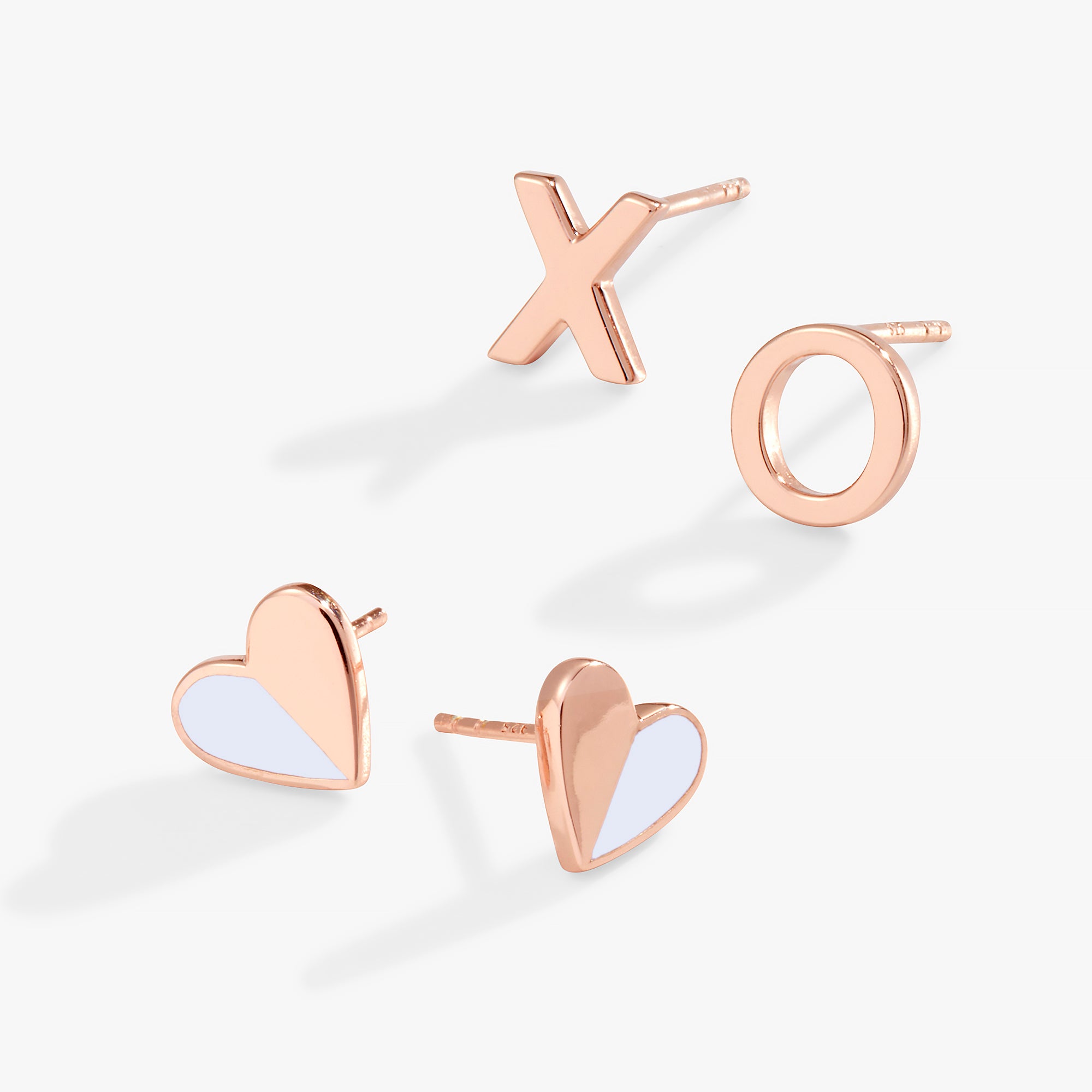 Heart 'XO' Stud Earrings Set of 2 - Valentine's Day Gifts, Anniversary Jewelry for Women - Perfect for Date Night & Romantic Occasions