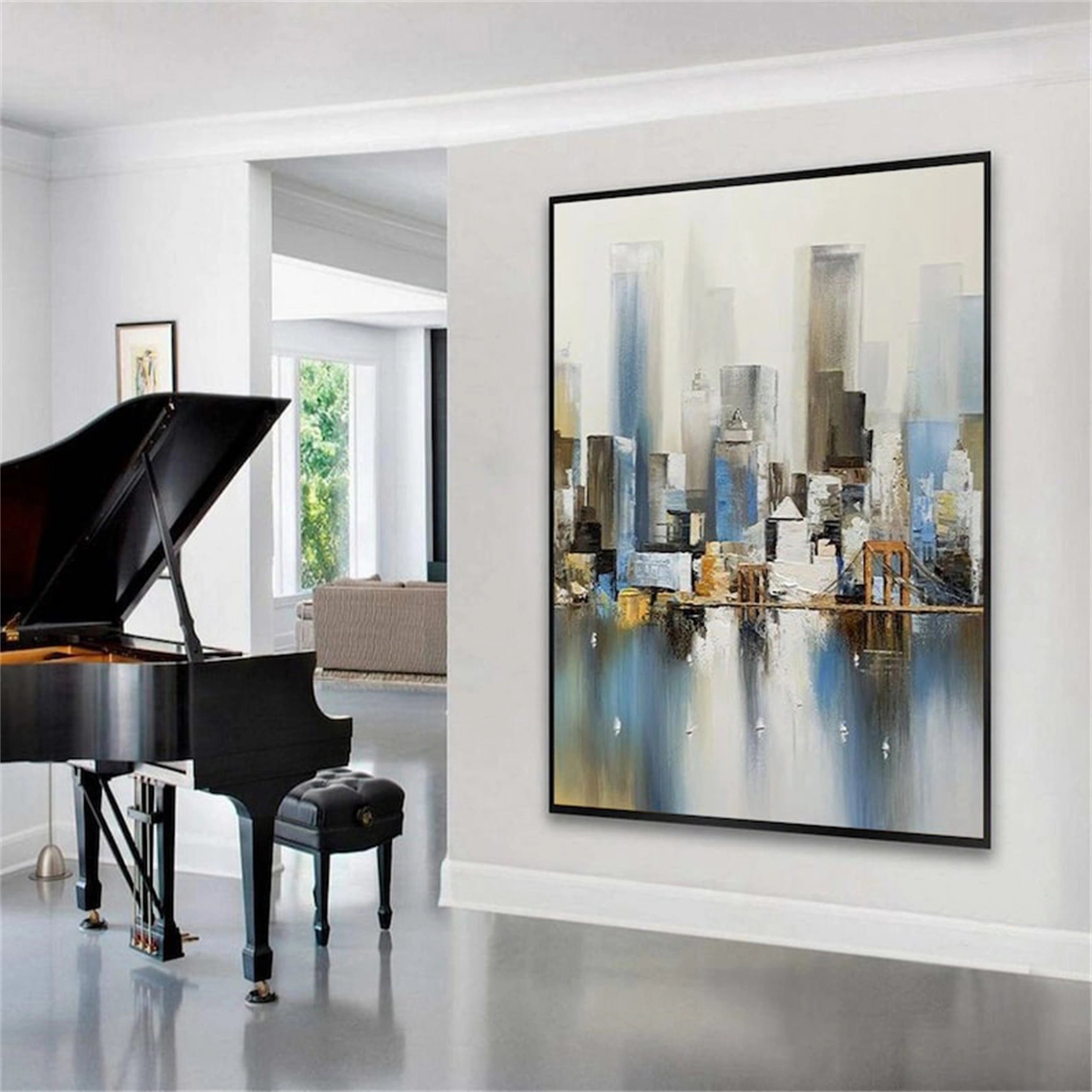 Urban Landscape Painting #UL 018 - Modern Cityscape Wall Art for Home & Office Decor - Perfect for Living Room, Bedroom or Workspace