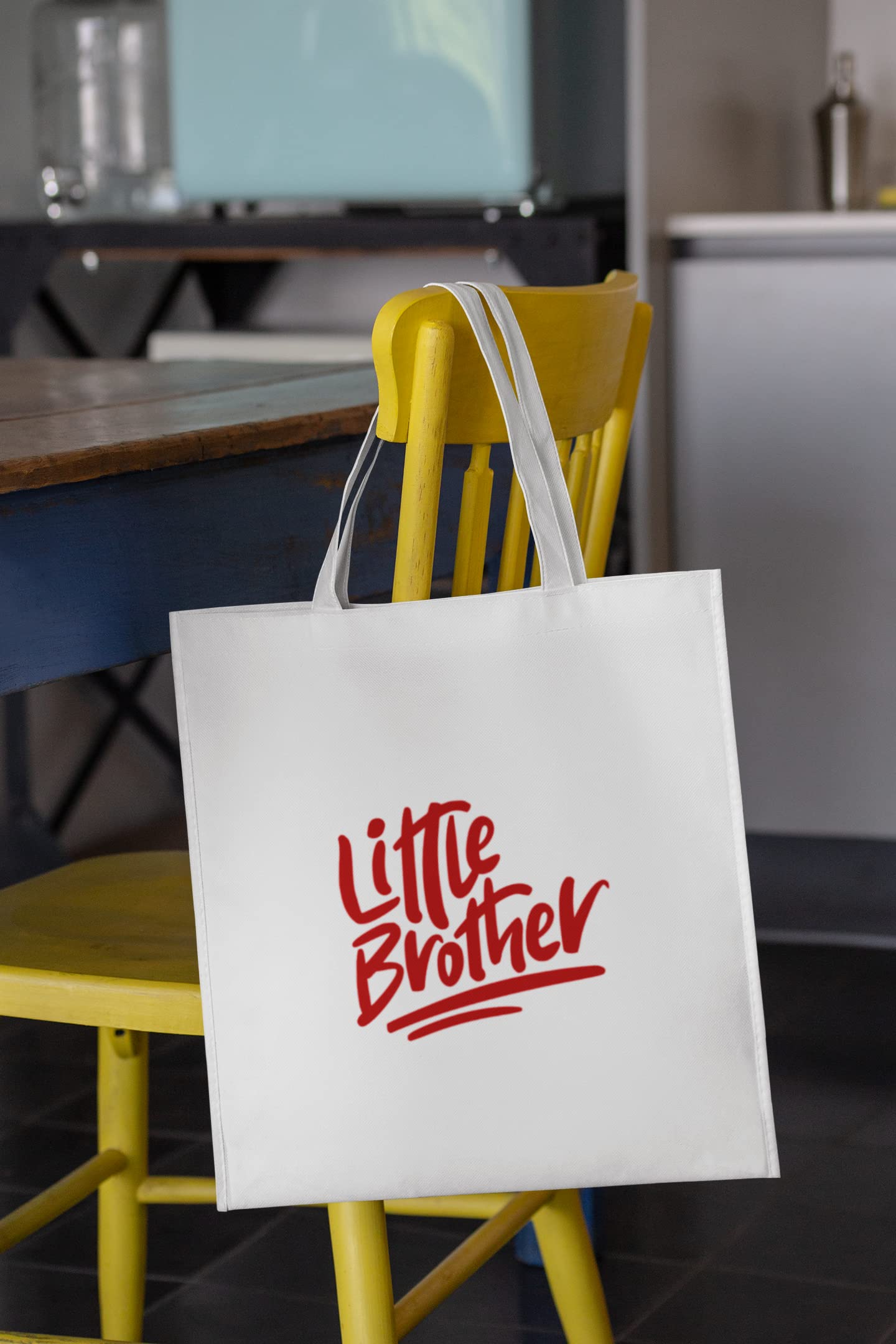 Little Brother Iron On Decal - Heat Transfer Vinyl Patch for Family Shirts - HTV Graphic Ready to Press - Neon Yellow Glitter Design - Perfect for DIY T-Shirts, Hoodies & Gifts